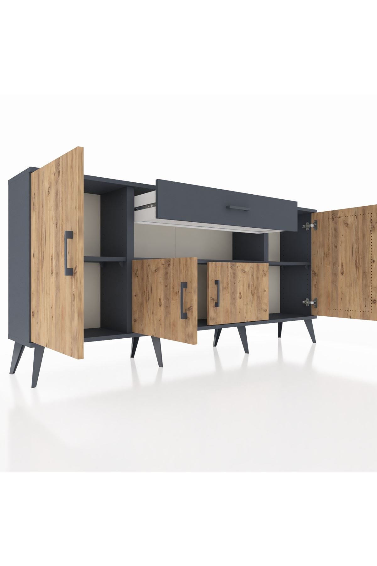Arges Konsol 3 Raflı Tek Çekmeceli 4 Kapaklı 176x30x83 - S148M035V11A