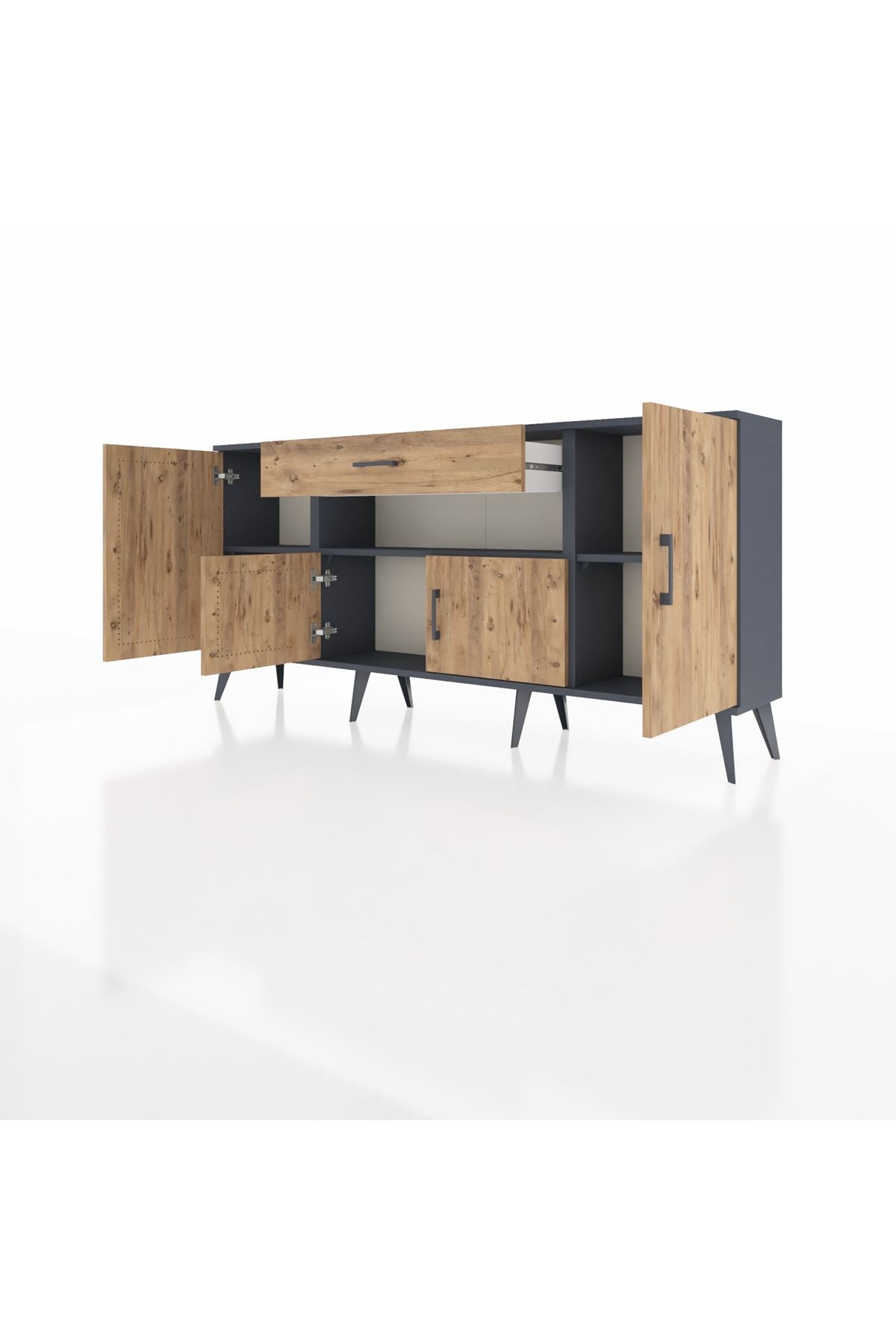 Arges Konsol 3 Raflı Tek Çekmeceli 4 Kapaklı 176x30x83 - S148M035V12A