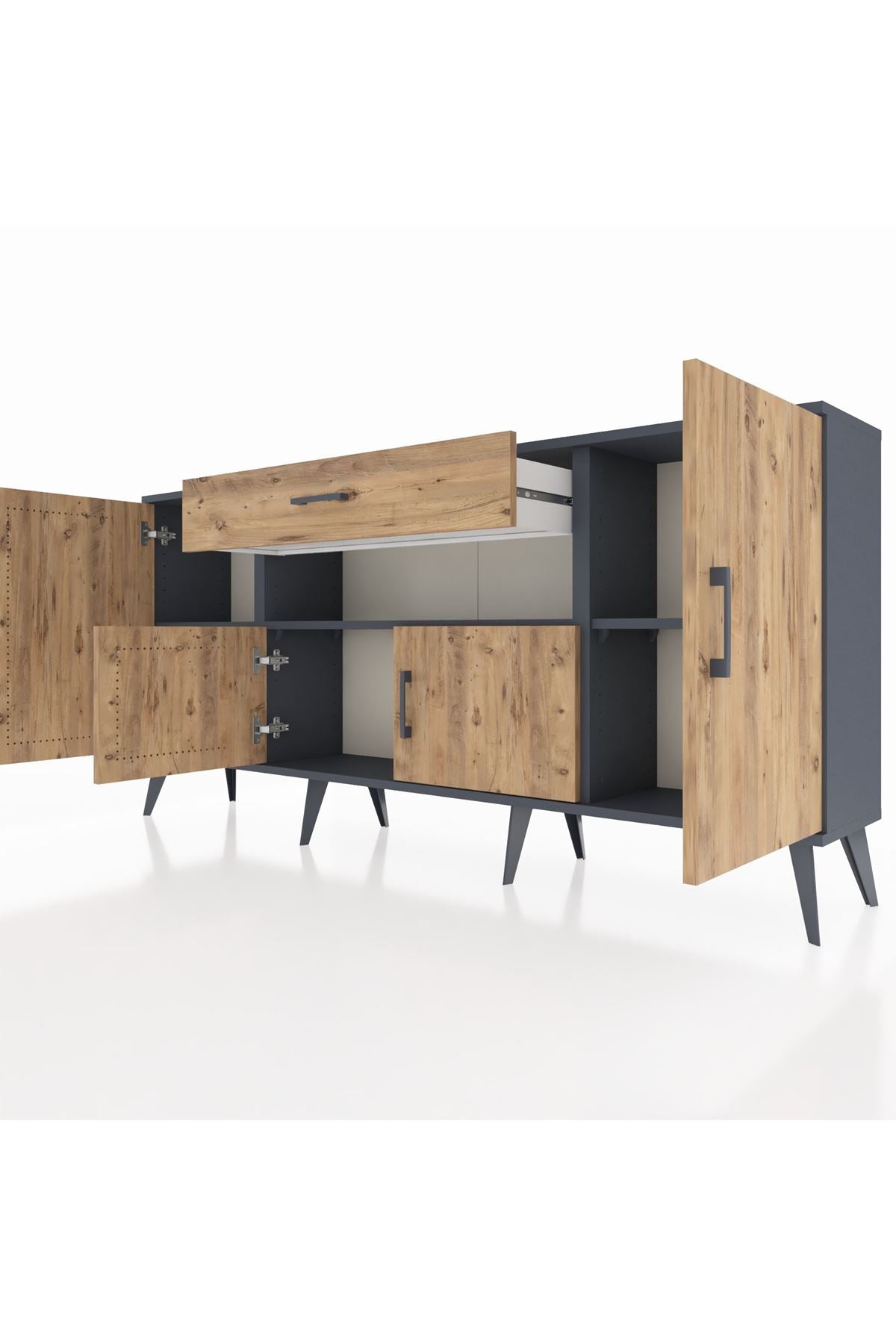 Arges Konsol 3 Raflı Tek Çekmeceli 4 Kapaklı 176x30x83 - S148M035V12A