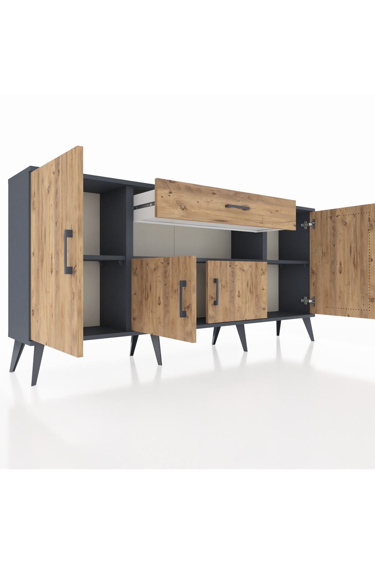 Arges Konsol 3 Raflı Tek Çekmeceli 4 Kapaklı 176x30x83 - S148M035V12A