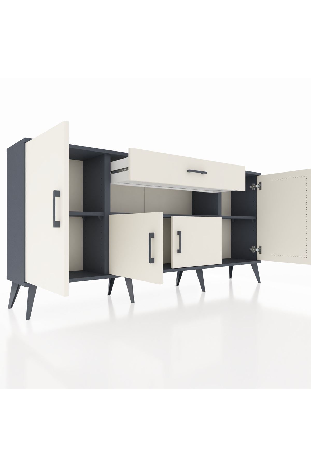 Arges Konsol 3 Raflı Tek Çekmeceli 4 Kapaklı 176x30x83 - S148M035V13A