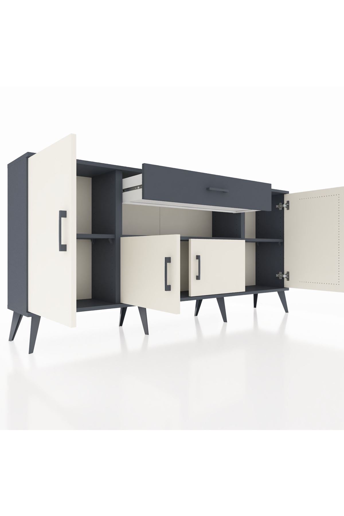 Arges Konsol 3 Raflı Tek Çekmeceli 4 Kapaklı 176x30x83 - S148M035V14A