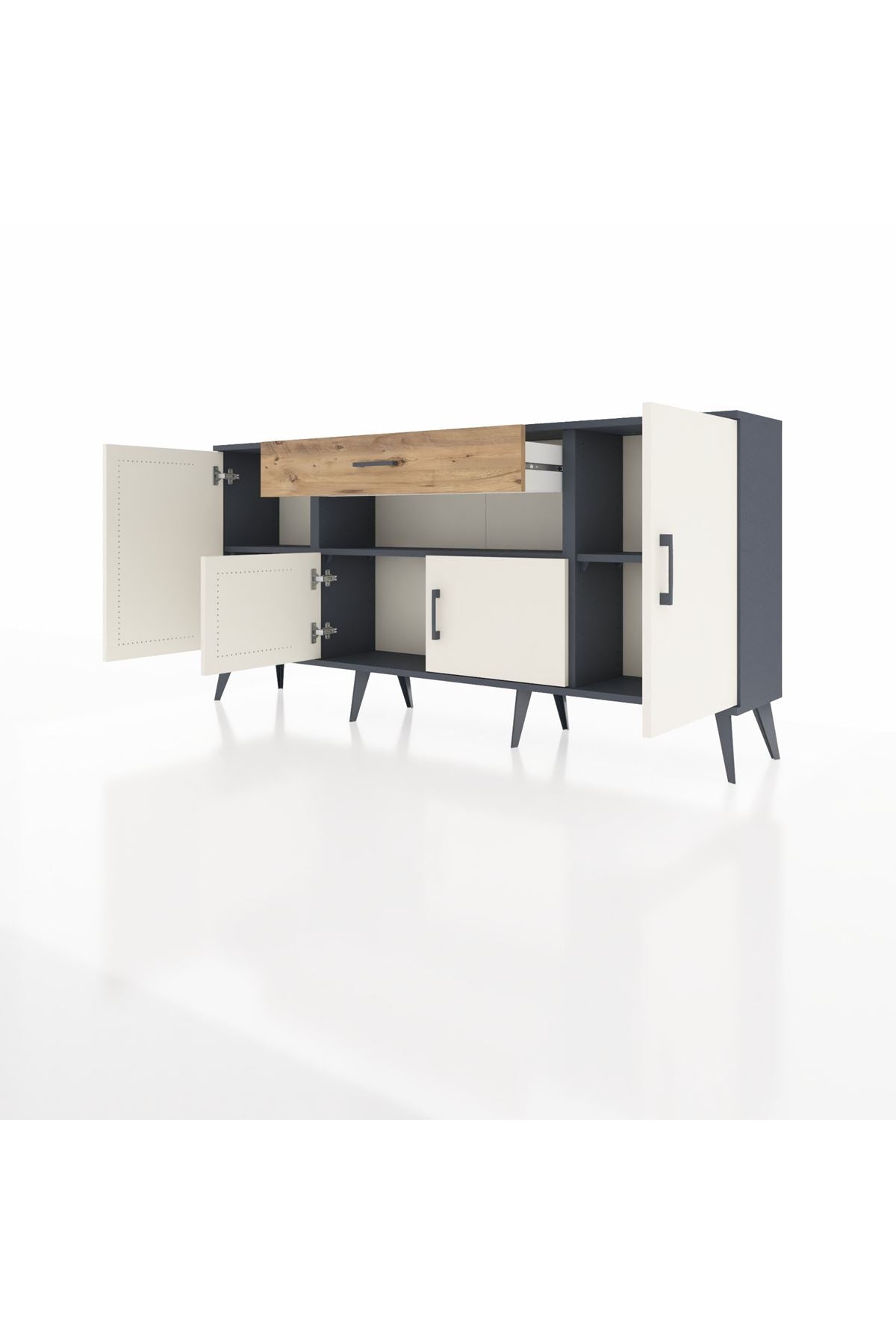 Arges Konsol 3 Raflı Tek Çekmeceli 4 Kapaklı 176x30x83 - S148M035V15A