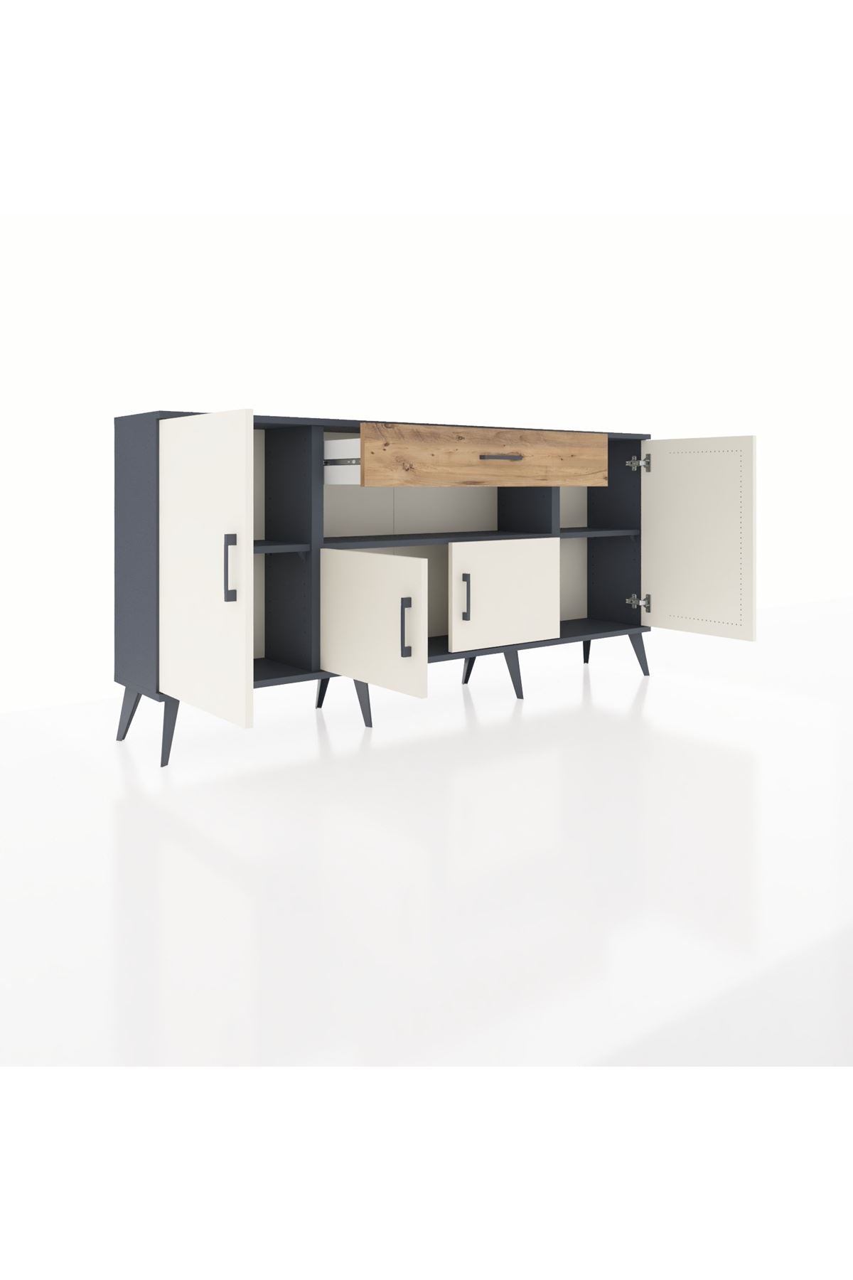 Arges Konsol 3 Raflı Tek Çekmeceli 4 Kapaklı 176x30x83 - S148M035V15A