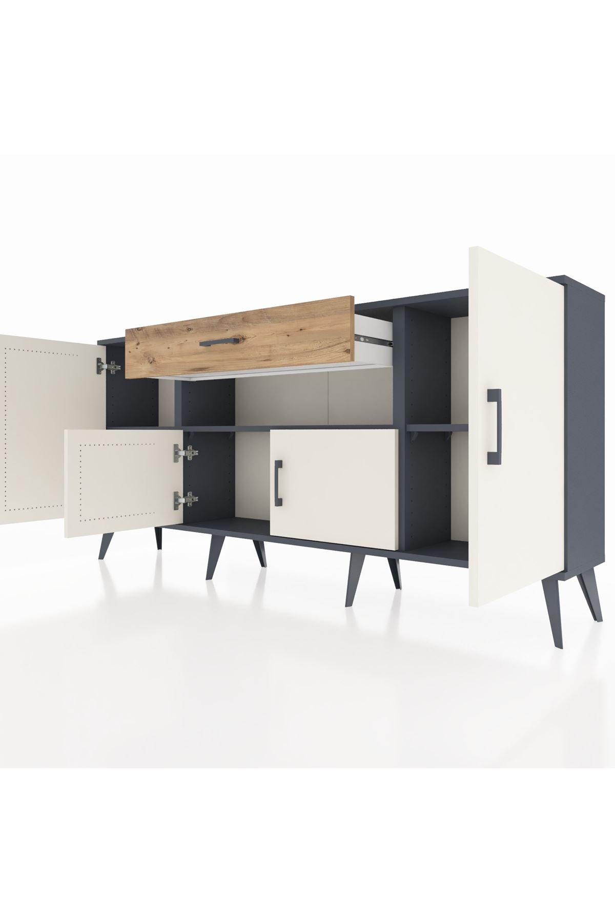 Arges Konsol 3 Raflı Tek Çekmeceli 4 Kapaklı 176x30x83 - S148M035V15A