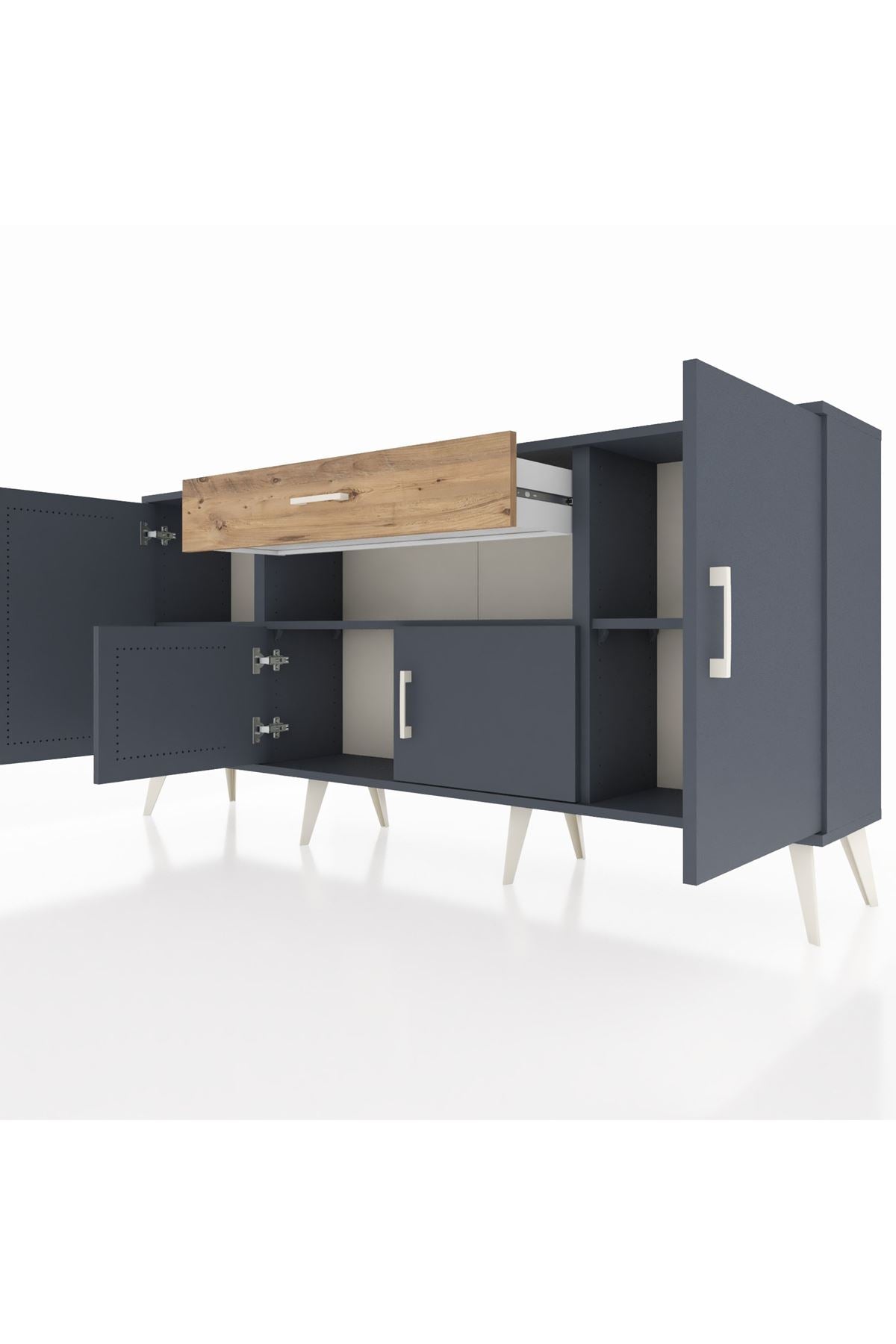 Arges Konsol 3 Raflı Tek Çekmeceli 4 Kapaklı 176x30x83 - S148M035V18A