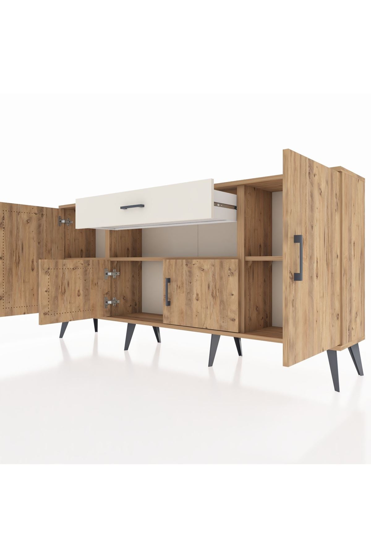 Arges Konsol 3 Raflı Tek Çekmeceli 4 Kapaklı 176x30x83 - S148M035V19A