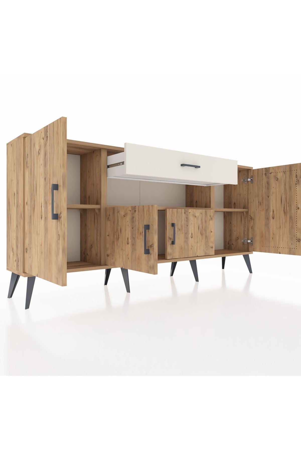 Arges Konsol 3 Raflı Tek Çekmeceli 4 Kapaklı 176x30x83 - S148M035V19A