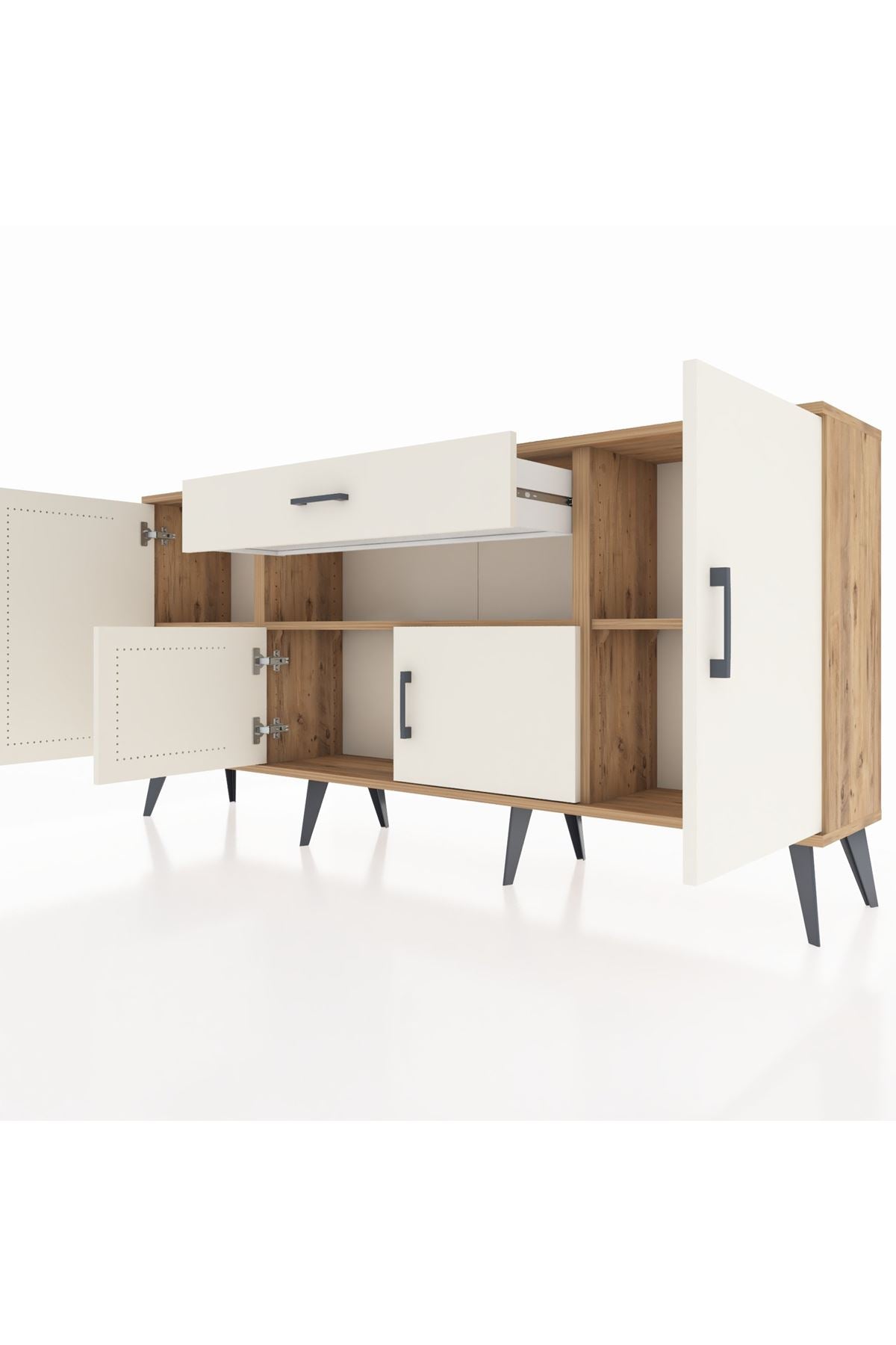Arges Konsol 3 Raflı Tek Çekmeceli 4 Kapaklı 176x30x83 - S148M035V22A