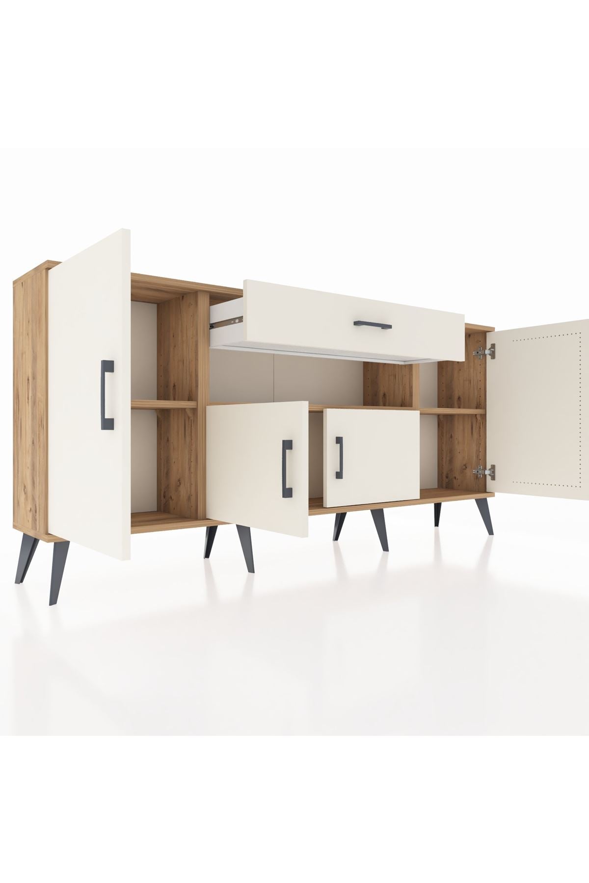 Arges Konsol 3 Raflı Tek Çekmeceli 4 Kapaklı 176x30x83 - S148M035V22A