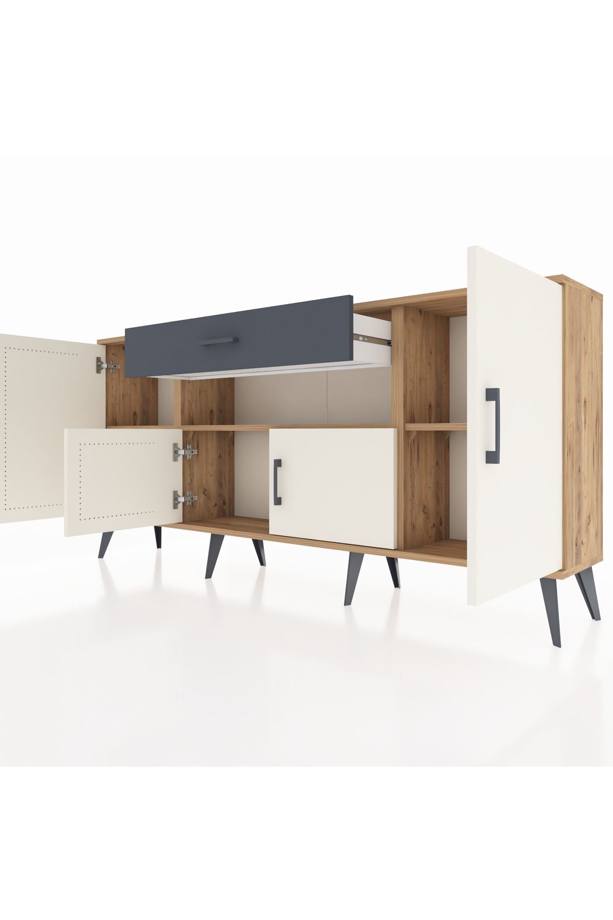 Arges Konsol 3 Raflı Tek Çekmeceli 4 Kapaklı 176x30x83 - S148M035V23A