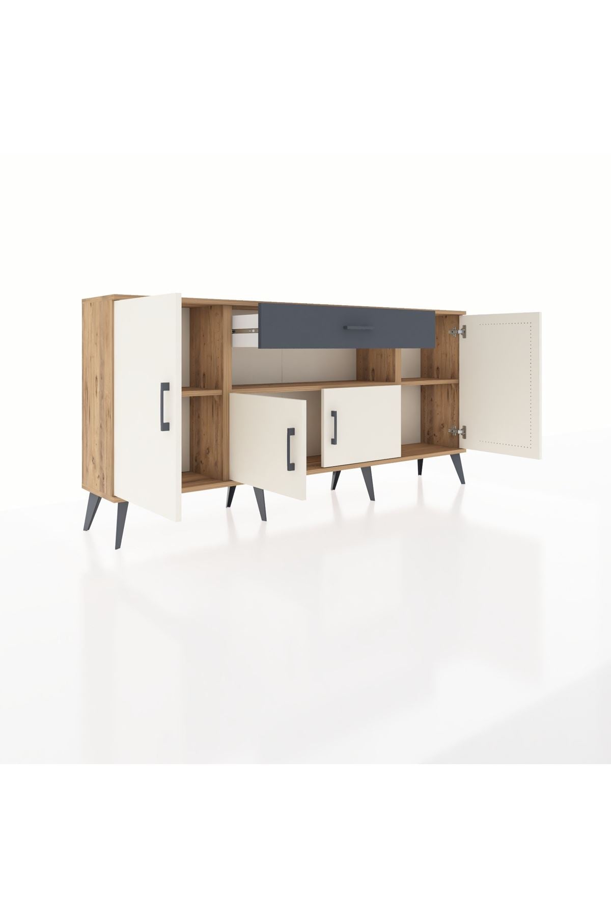 Arges Konsol 3 Raflı Tek Çekmeceli 4 Kapaklı 176x30x83 - S148M035V23A