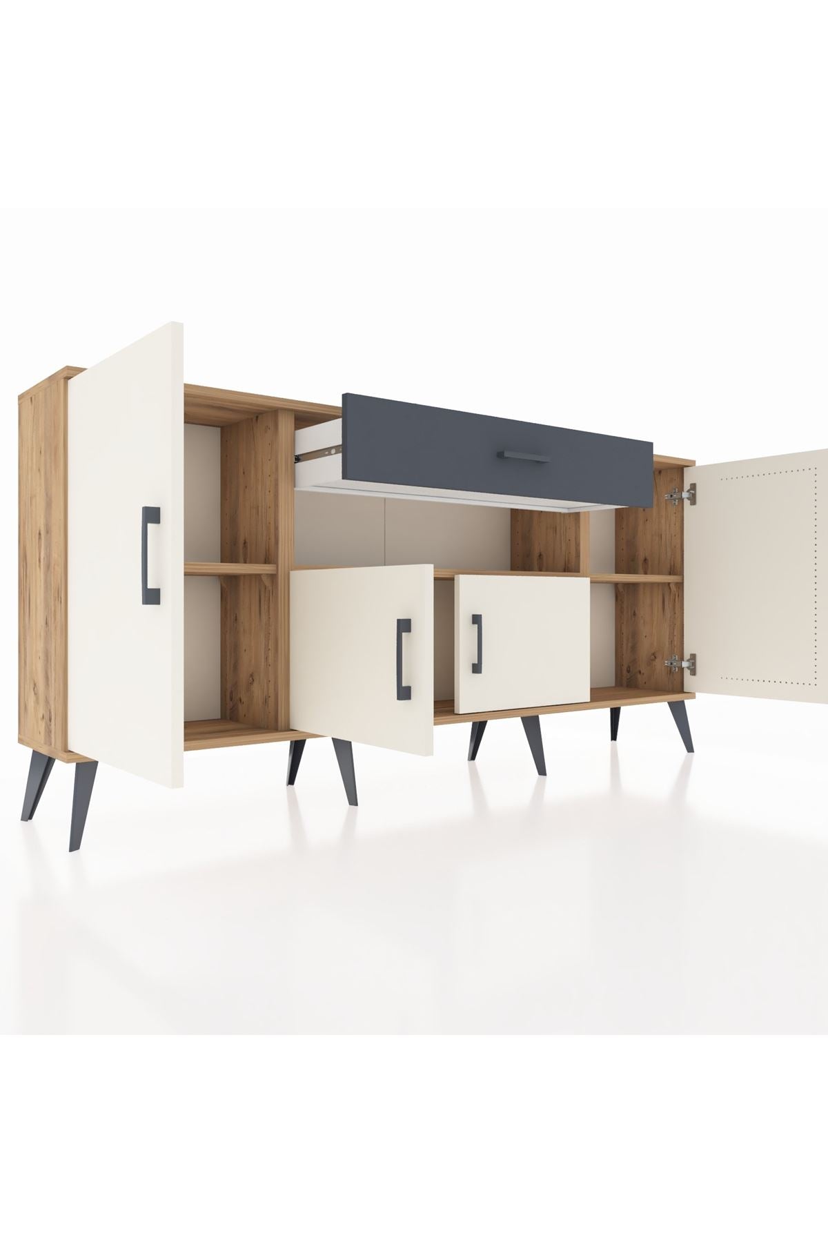 Arges Konsol 3 Raflı Tek Çekmeceli 4 Kapaklı 176x30x83 - S148M035V23A
