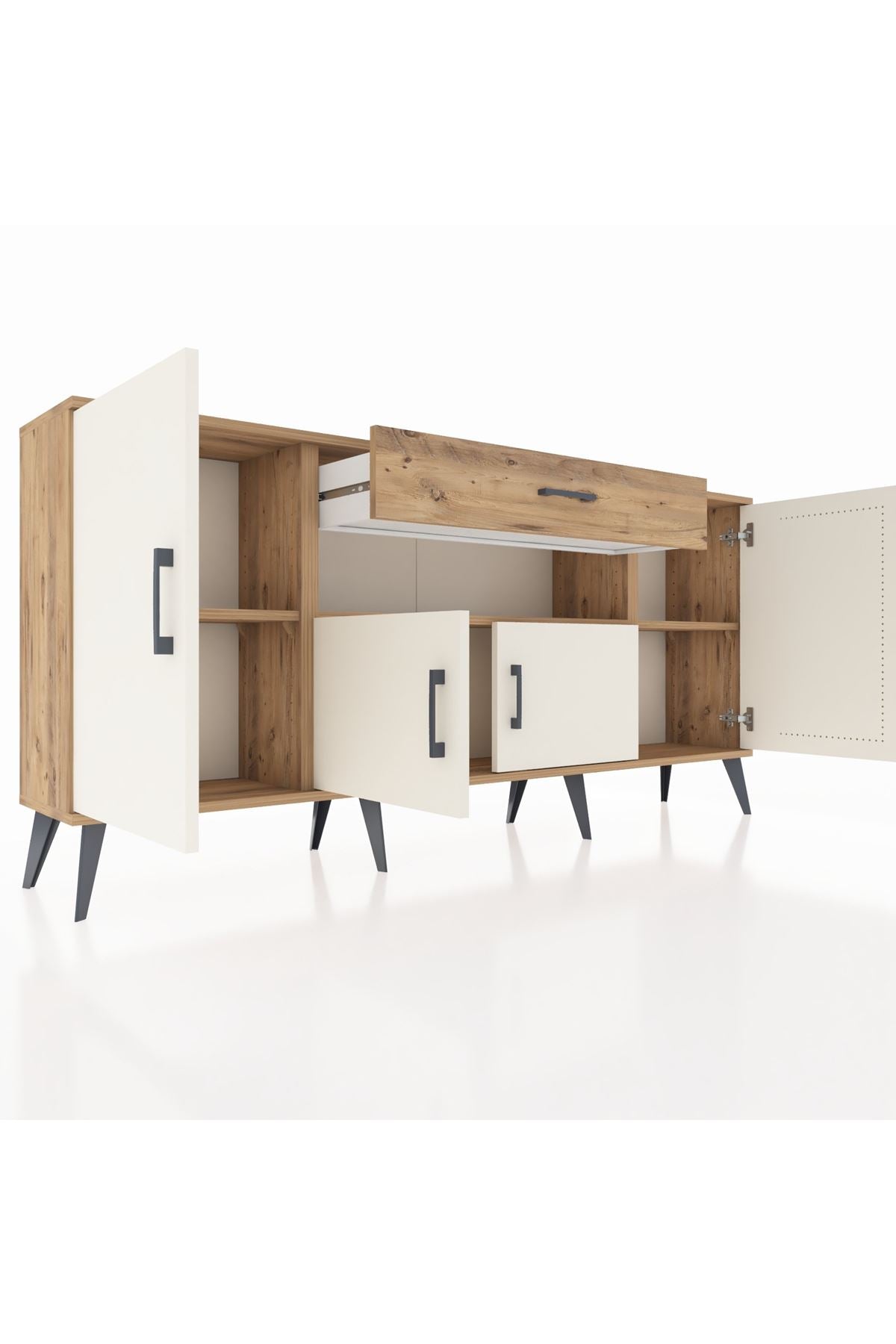 Arges Konsol 3 Raflı Tek Çekmeceli 4 Kapaklı 176x30x83 - S148M035V24A