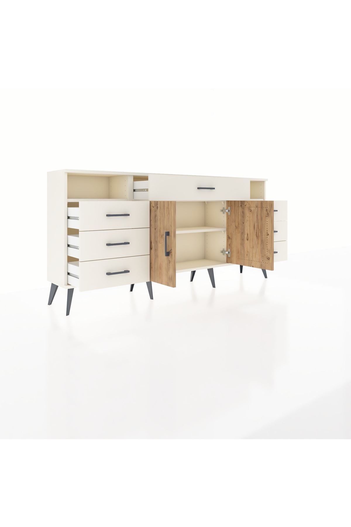 Arges Konsol 4 Raflı 7 Çekmeceli 2 Kapaklı 176x30x83 - S148M036V01A