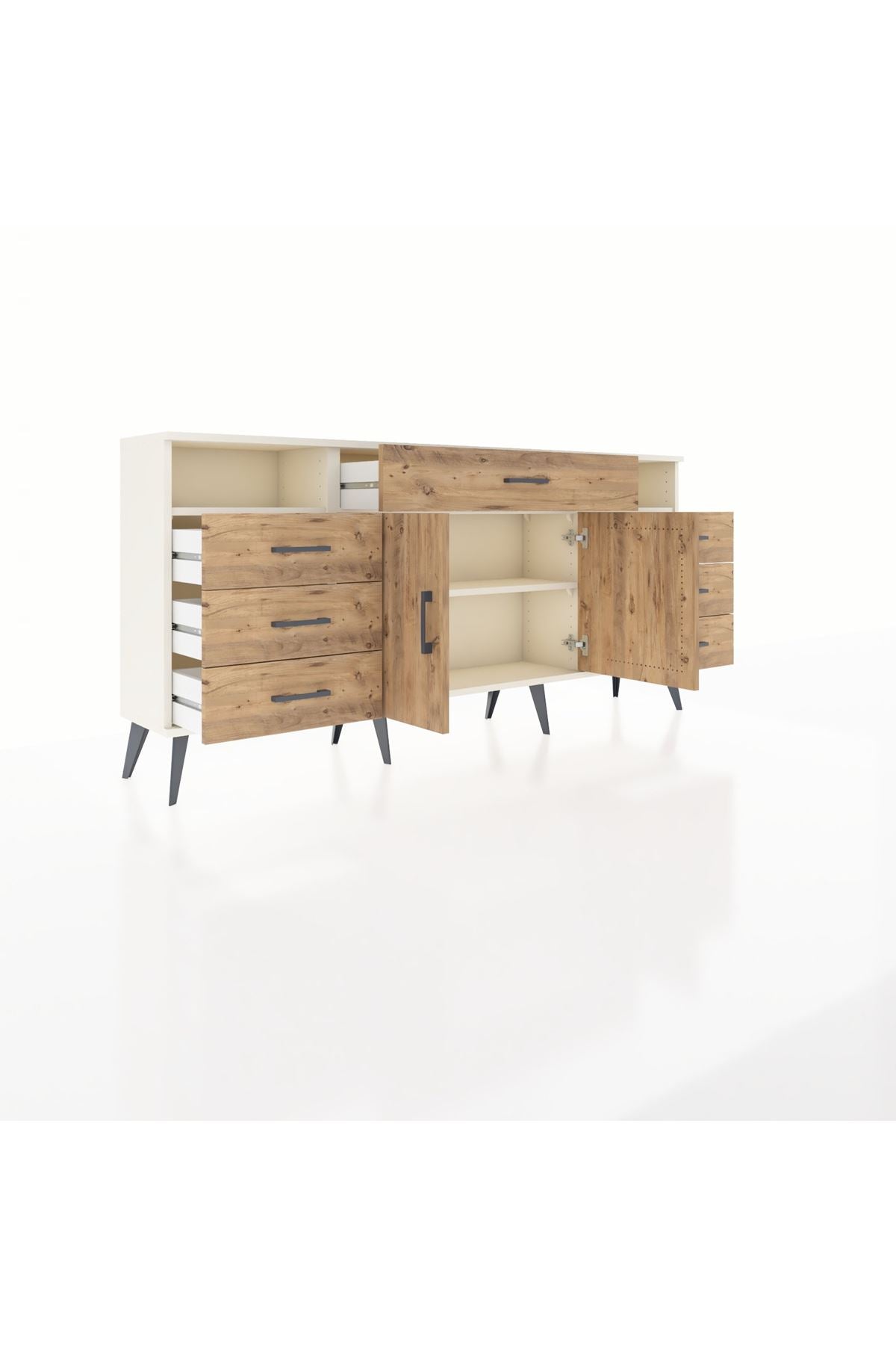 Arges Konsol 4 Raflı 7 Çekmeceli 2 Kapaklı 176x30x83 - S148M036V03A