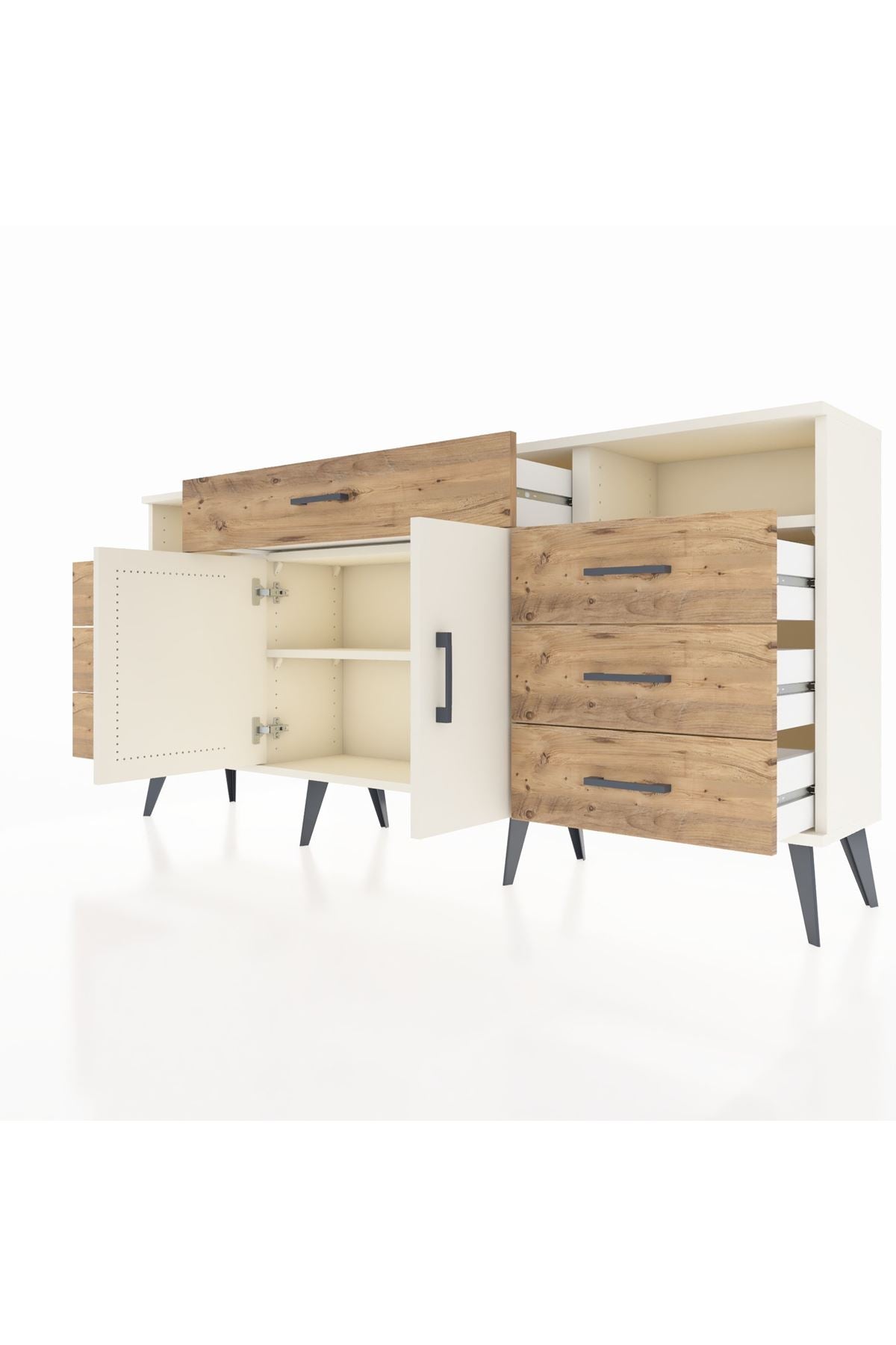 Arges Konsol 4 Raflı 7 Çekmeceli 2 Kapaklı 176x30x83 - S148M036V06A