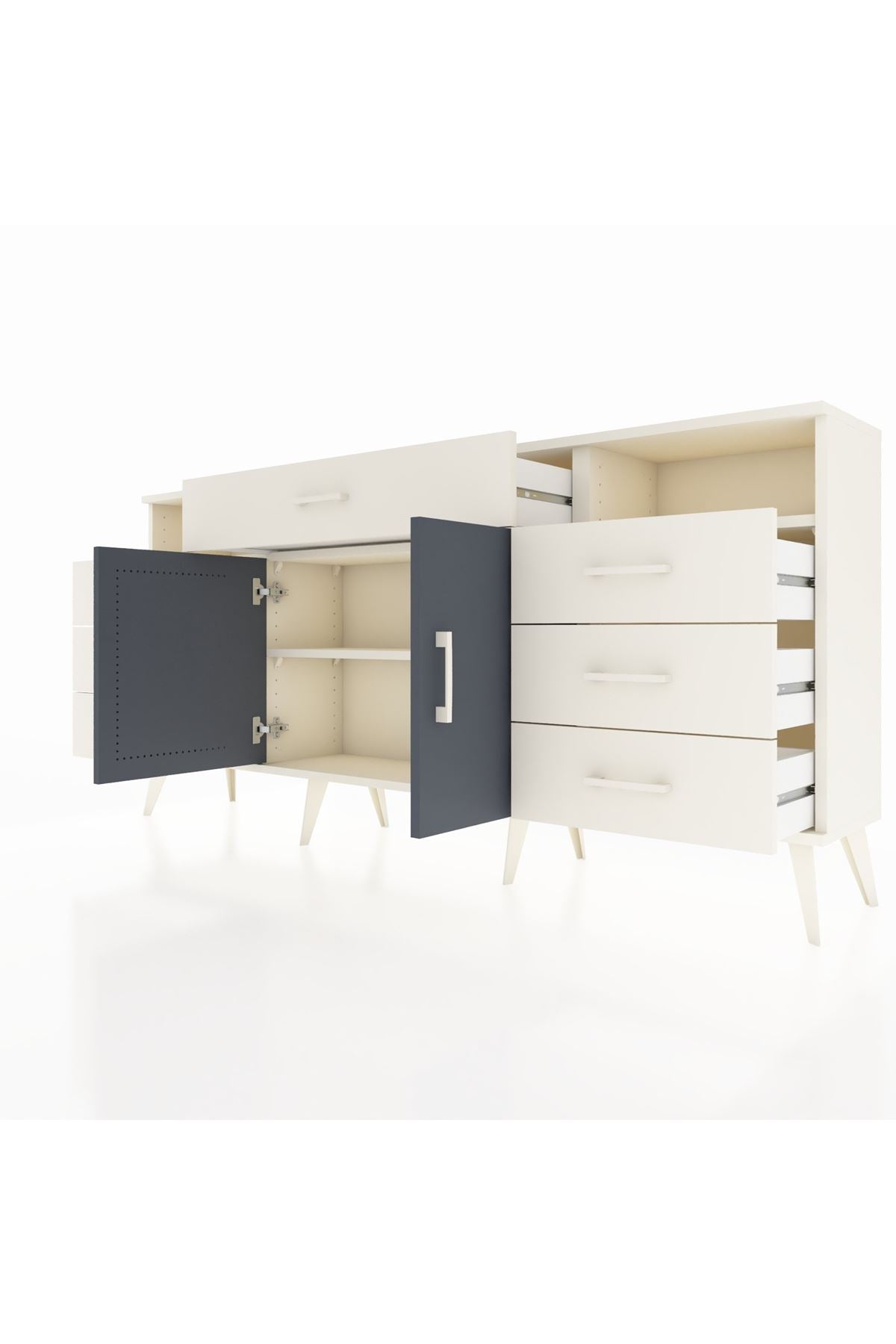 Arges Konsol 4 Raflı 7 Çekmeceli 2 Kapaklı 176x30x83 - S148M036V07A