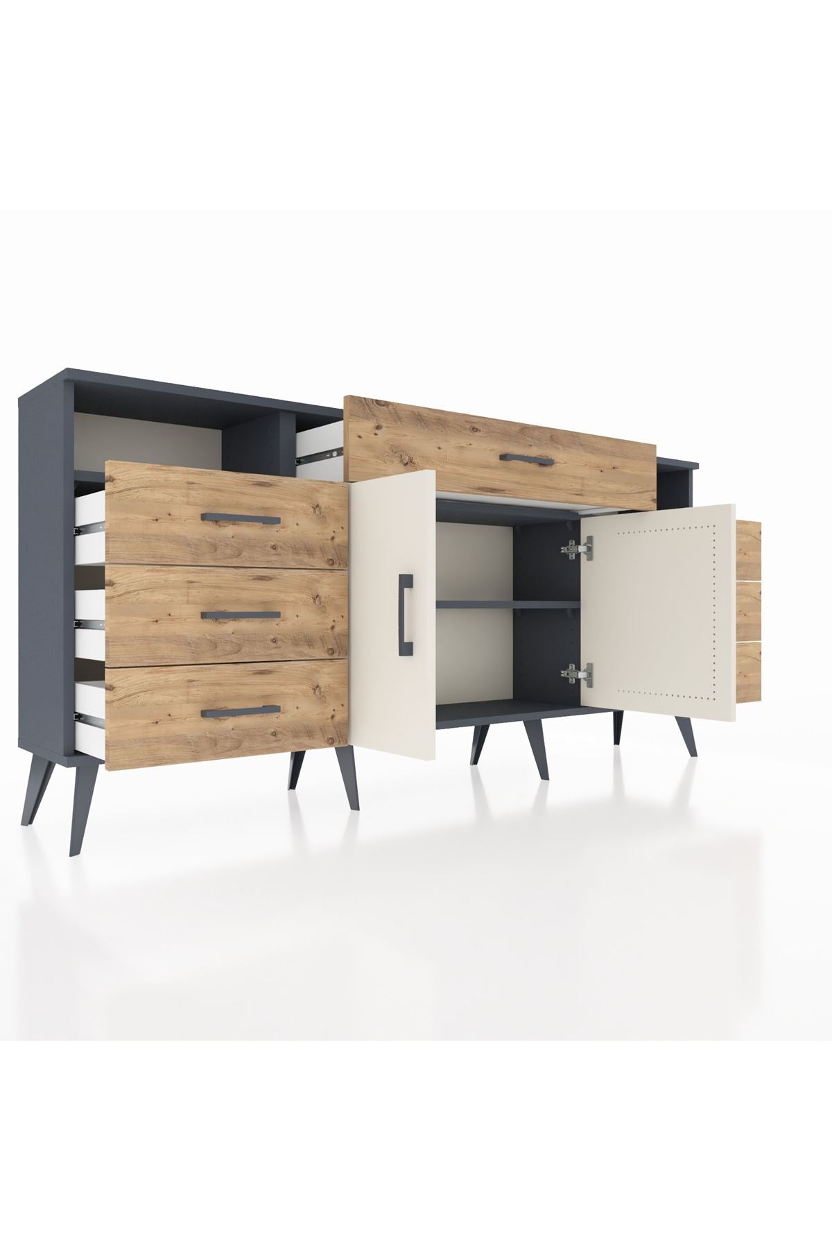 Arges Konsol 4 Raflı 7 Çekmeceli 2 Kapaklı 176x30x83 - S148M036V15A