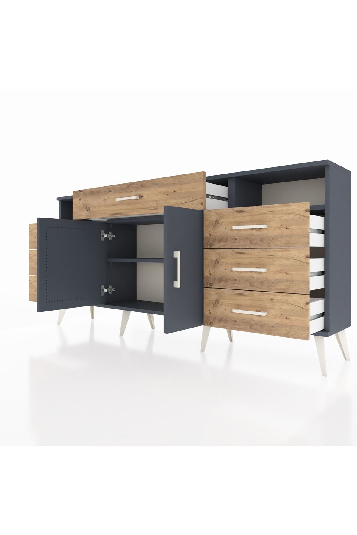 Arges Konsol 4 Raflı 7 Çekmeceli 2 Kapaklı 176x30x83 - S148M036V18A