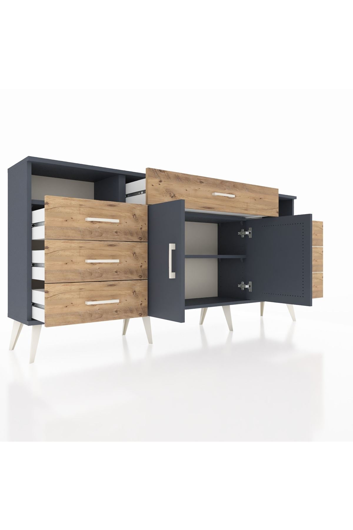 Arges Konsol 4 Raflı 7 Çekmeceli 2 Kapaklı 176x30x83 - S148M036V18A