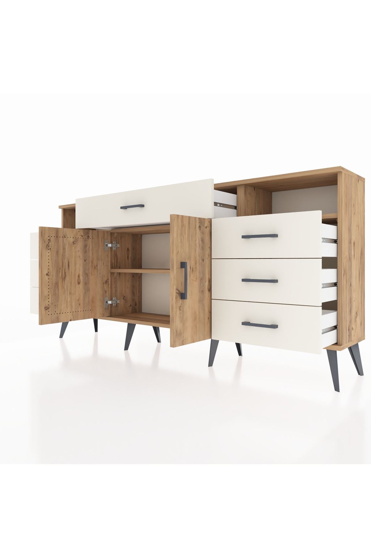 Arges Konsol 4 Raflı 7 Çekmeceli 2 Kapaklı 176x30x83 - S148M036V19A