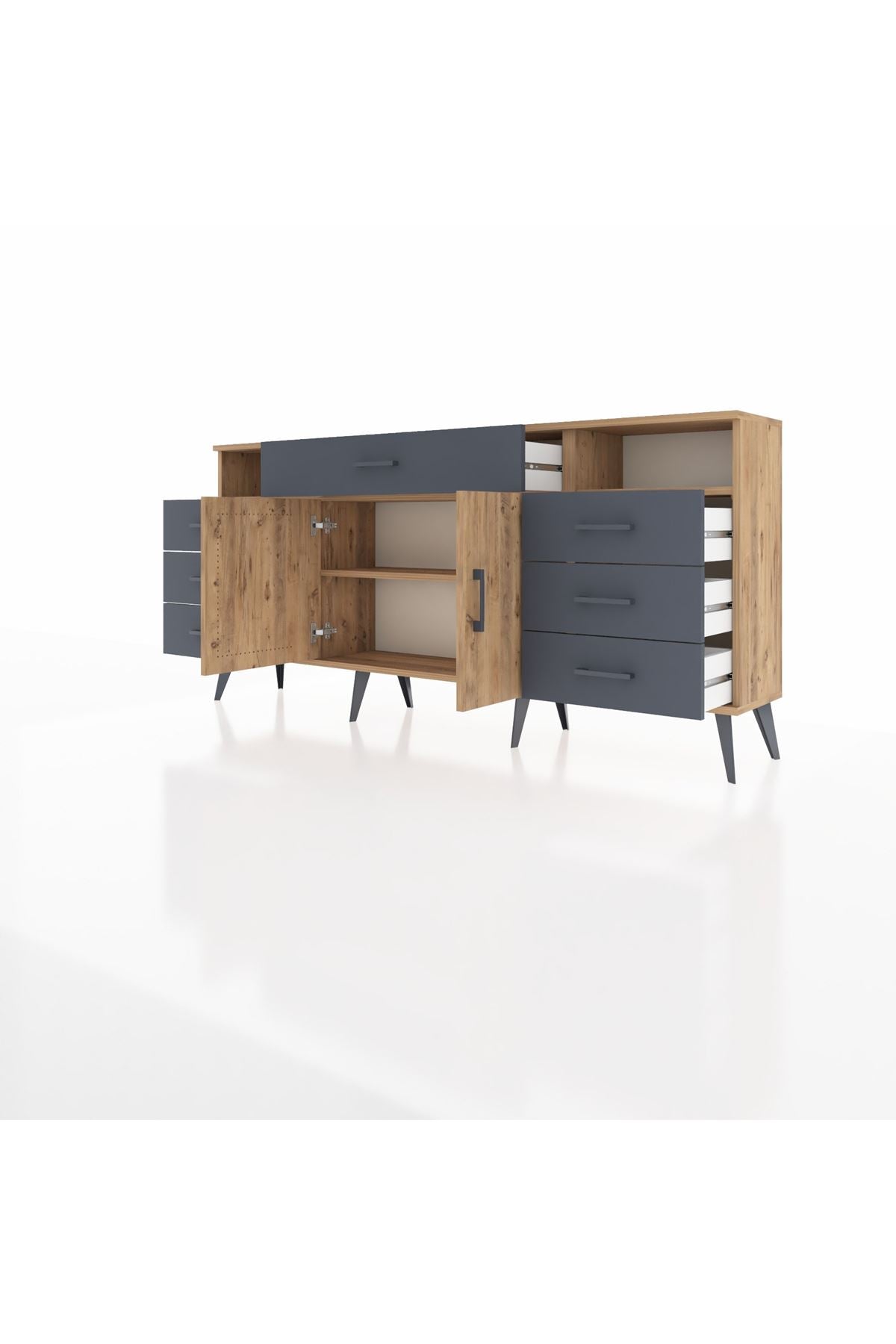 Arges Konsol 4 Raflı 7 Çekmeceli 2 Kapaklı 176x30x83 - S148M036V20A