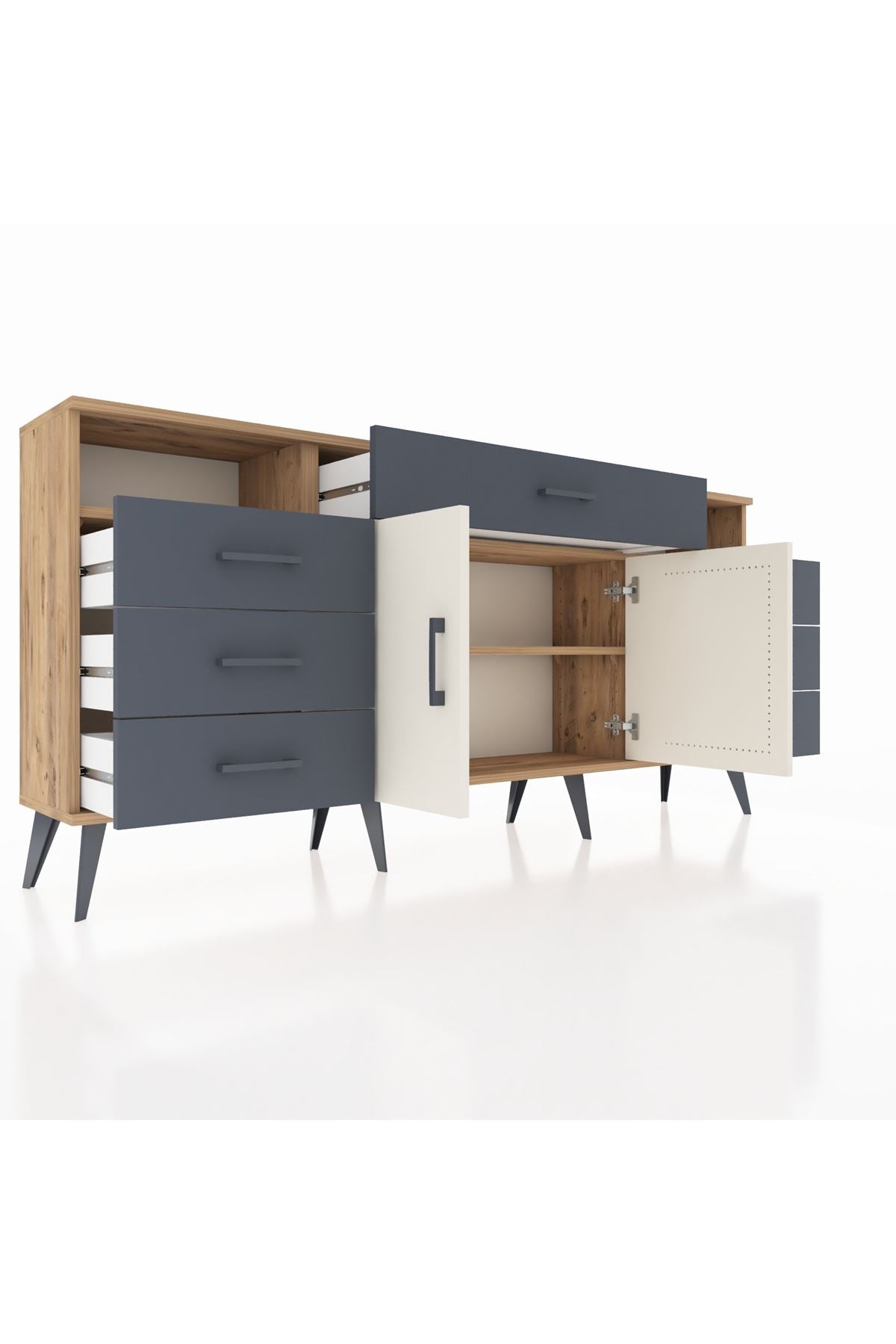 Arges Konsol 4 Raflı 7 Çekmeceli 2 Kapaklı 176x30x83 - S148M036V23A