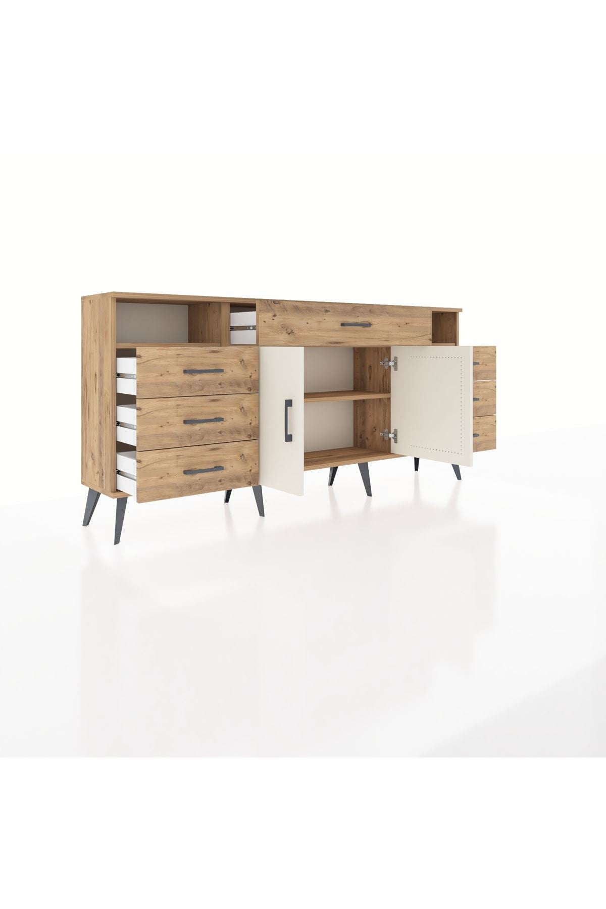 Arges Konsol 4 Raflı 7 Çekmeceli 2 Kapaklı 176x30x83 - S148M036V24A