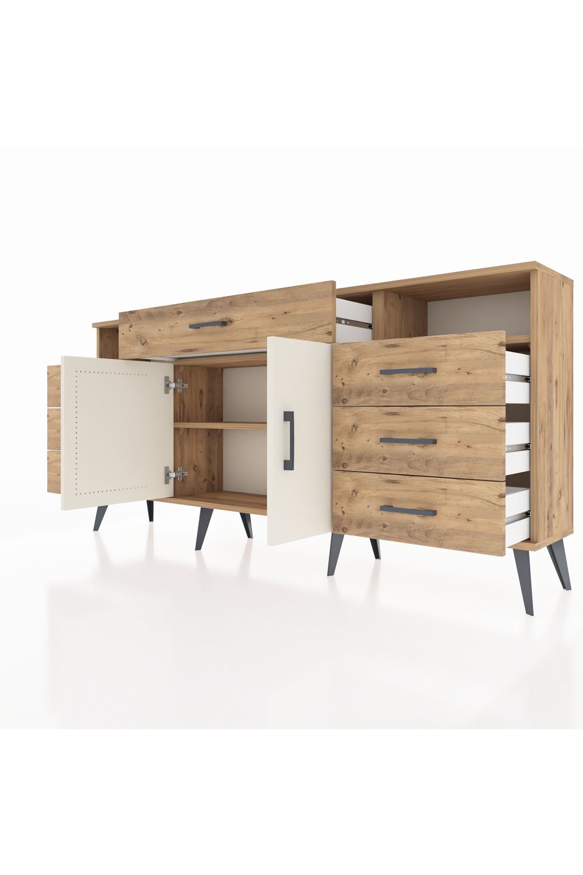 Arges Konsol 4 Raflı 7 Çekmeceli 2 Kapaklı 176x30x83 - S148M036V24A