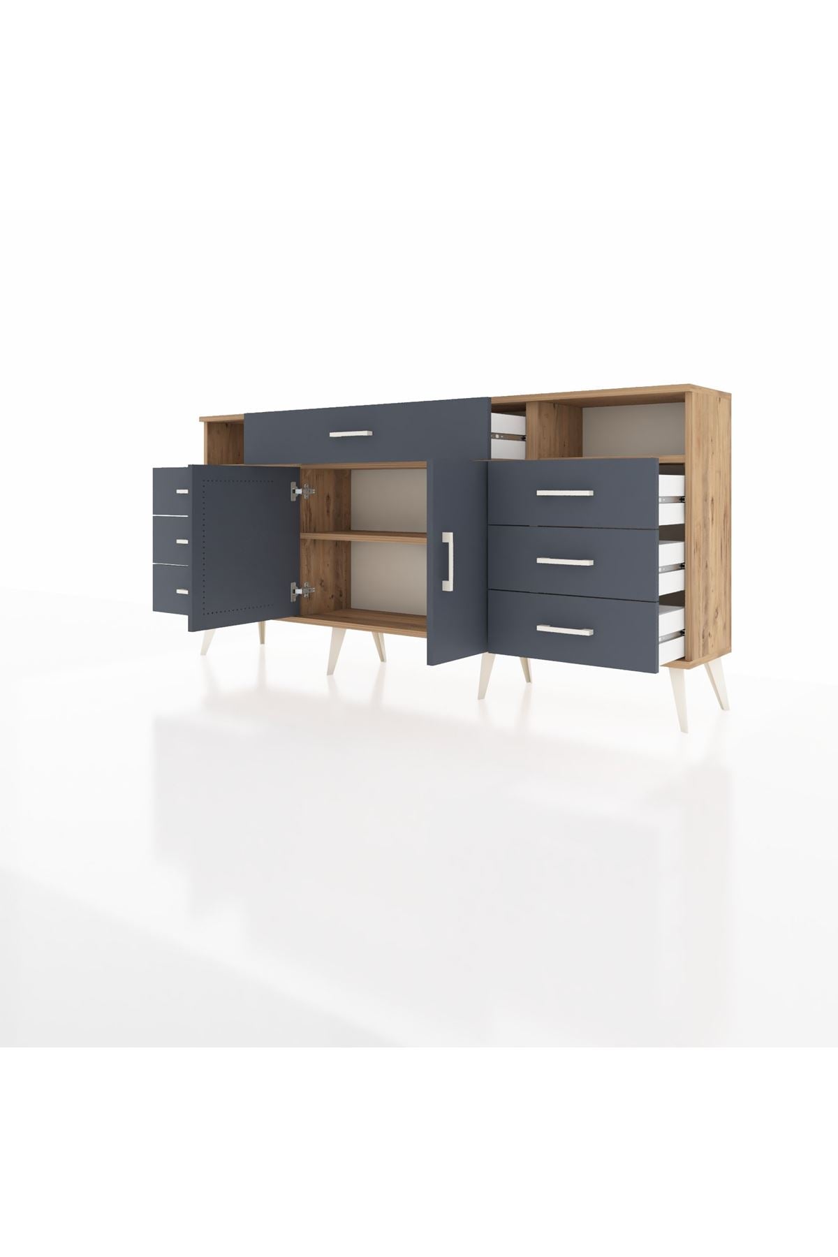 Arges Konsol 4 Raflı 7 Çekmeceli 2 Kapaklı 176x30x83 - S148M036V26A