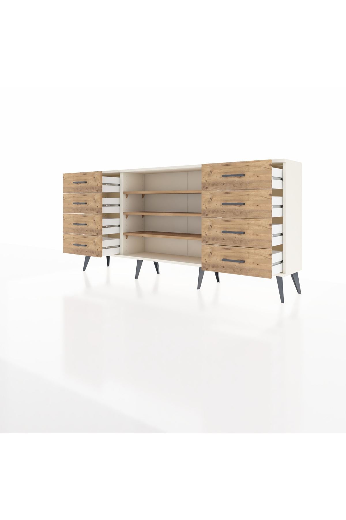 Arges Konsol 3 Raflı 8 Çekmeceli 176x30x83 - S148M038V03A
