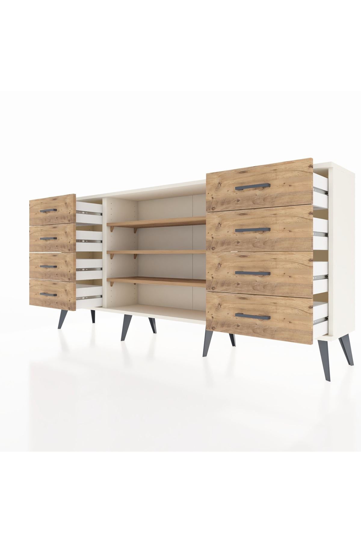 Arges Konsol 3 Raflı 8 Çekmeceli 176x30x83 - S148M038V03A