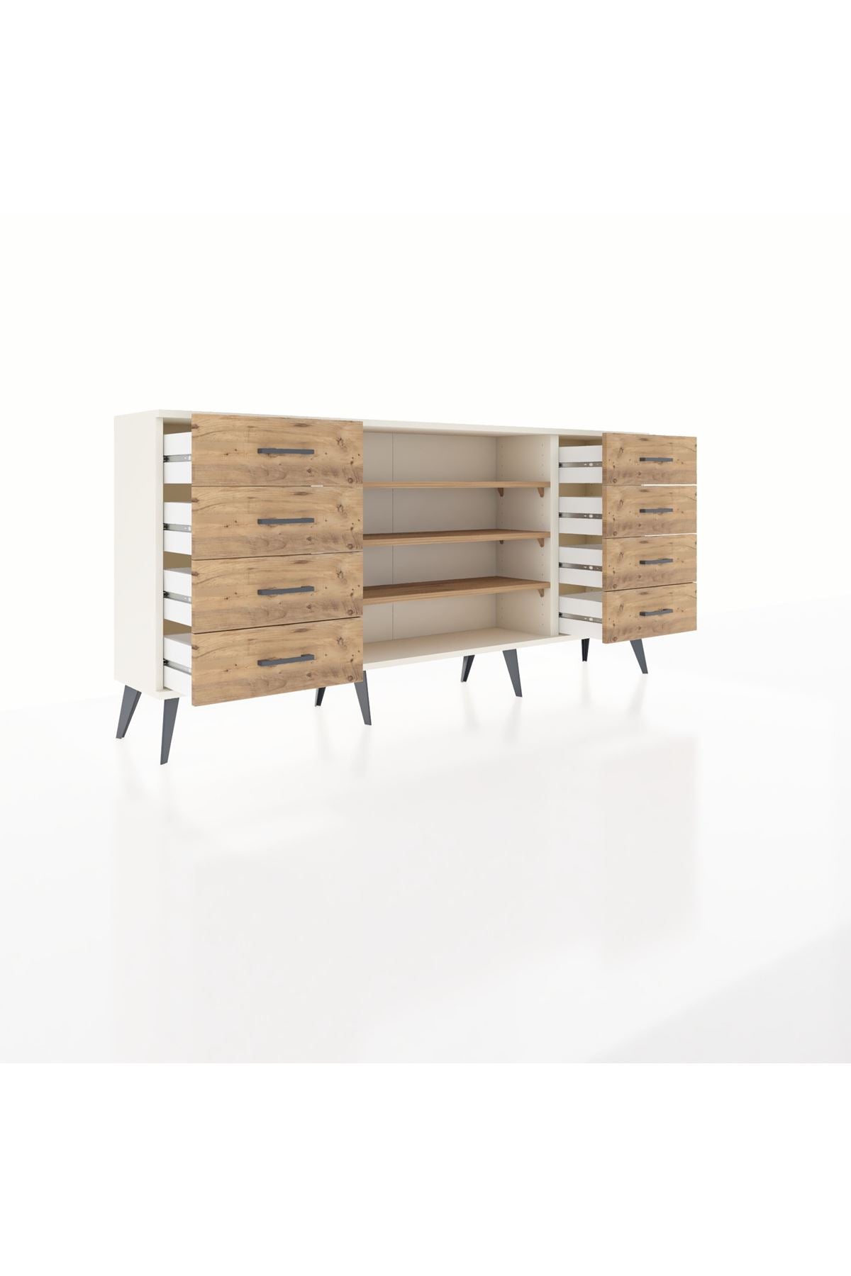 Arges Konsol 3 Raflı 8 Çekmeceli 176x30x83 - S148M038V03A