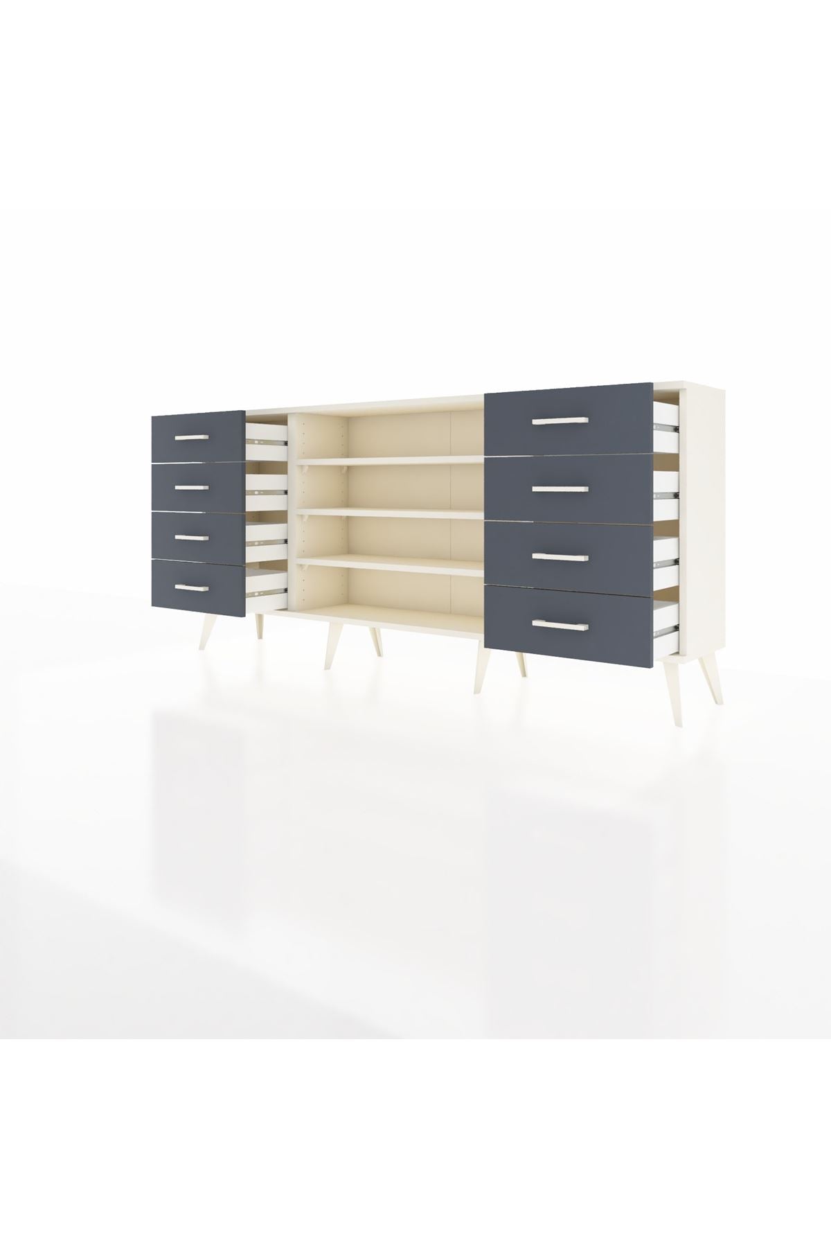 Arges Konsol 3 Raflı 8 Çekmeceli 176x30x83 - S148M038V05A