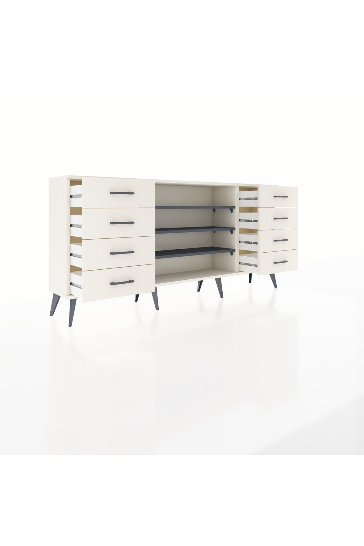 Arges Konsol 3 Raflı 8 Çekmeceli 176x30x83 - S148M038V07A