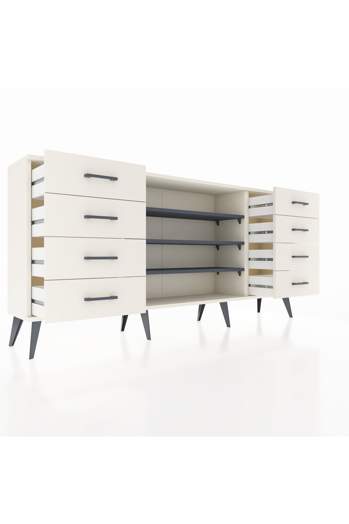 Arges Konsol 3 Raflı 8 Çekmeceli 176x30x83 - S148M038V07A