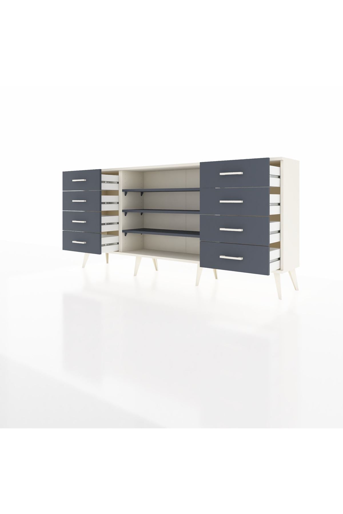 Arges Konsol 3 Raflı 8 Çekmeceli 176x30x83 - S148M038V08A