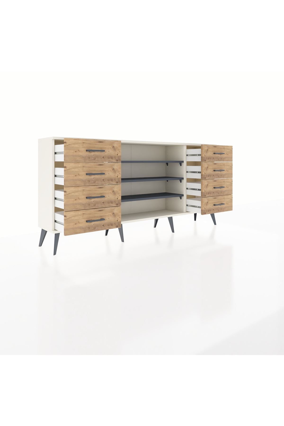 Arges Konsol 3 Raflı 8 Çekmeceli 176x30x83 - S148M038V09A