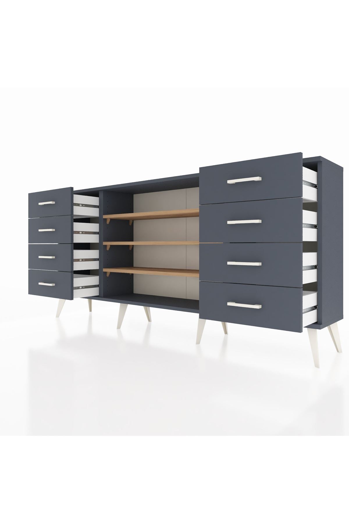 Arges Konsol 3 Raflı 8 Çekmeceli 176x30x83 - S148M038V11A