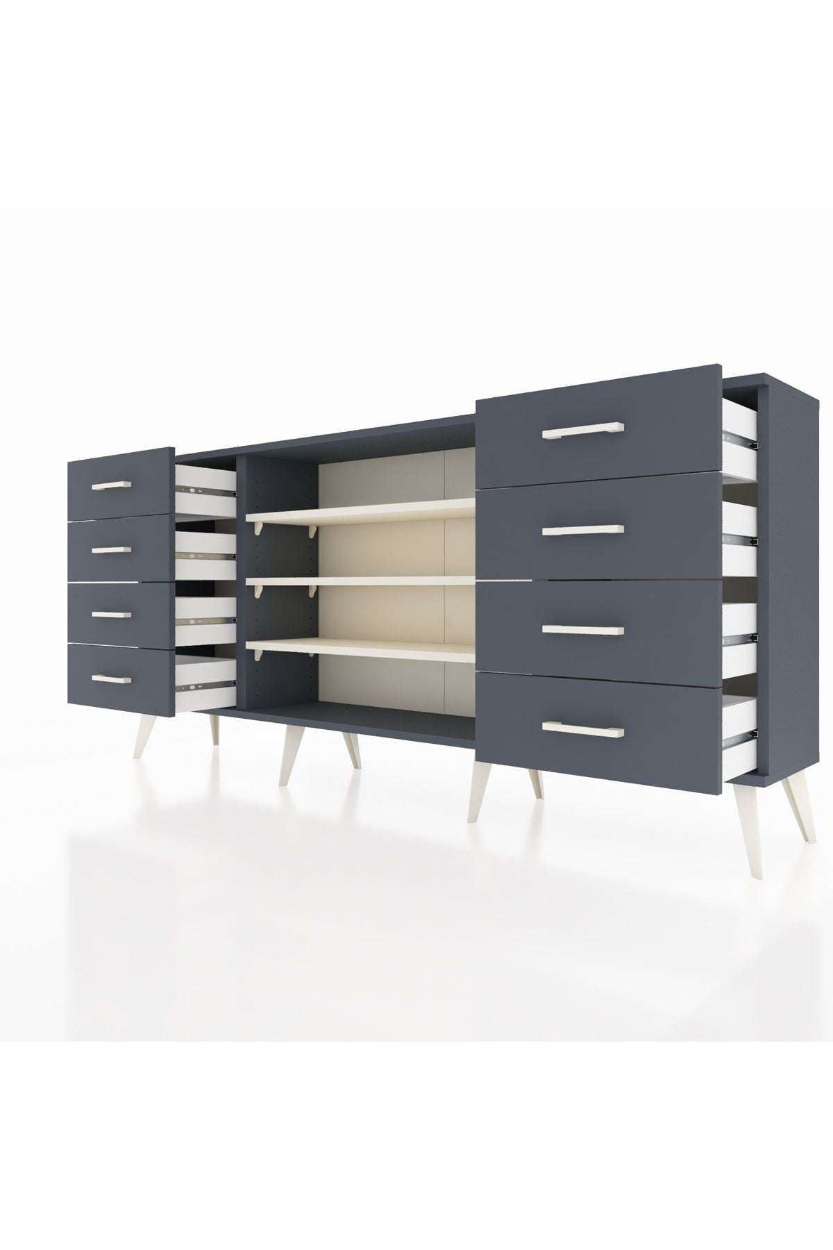 Arges Konsol 3 Raflı 8 Çekmeceli 176x30x83 - S148M038V14A
