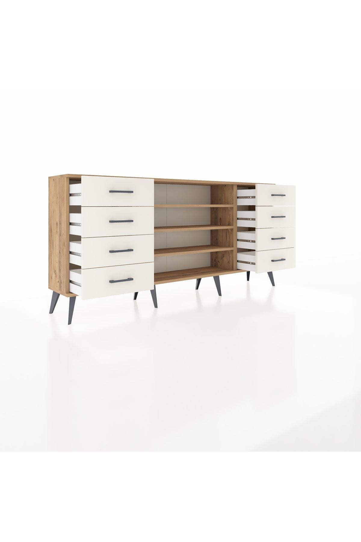 Arges Konsol 3 Raflı 8 Çekmeceli 176x30x83 - S148M038V19A