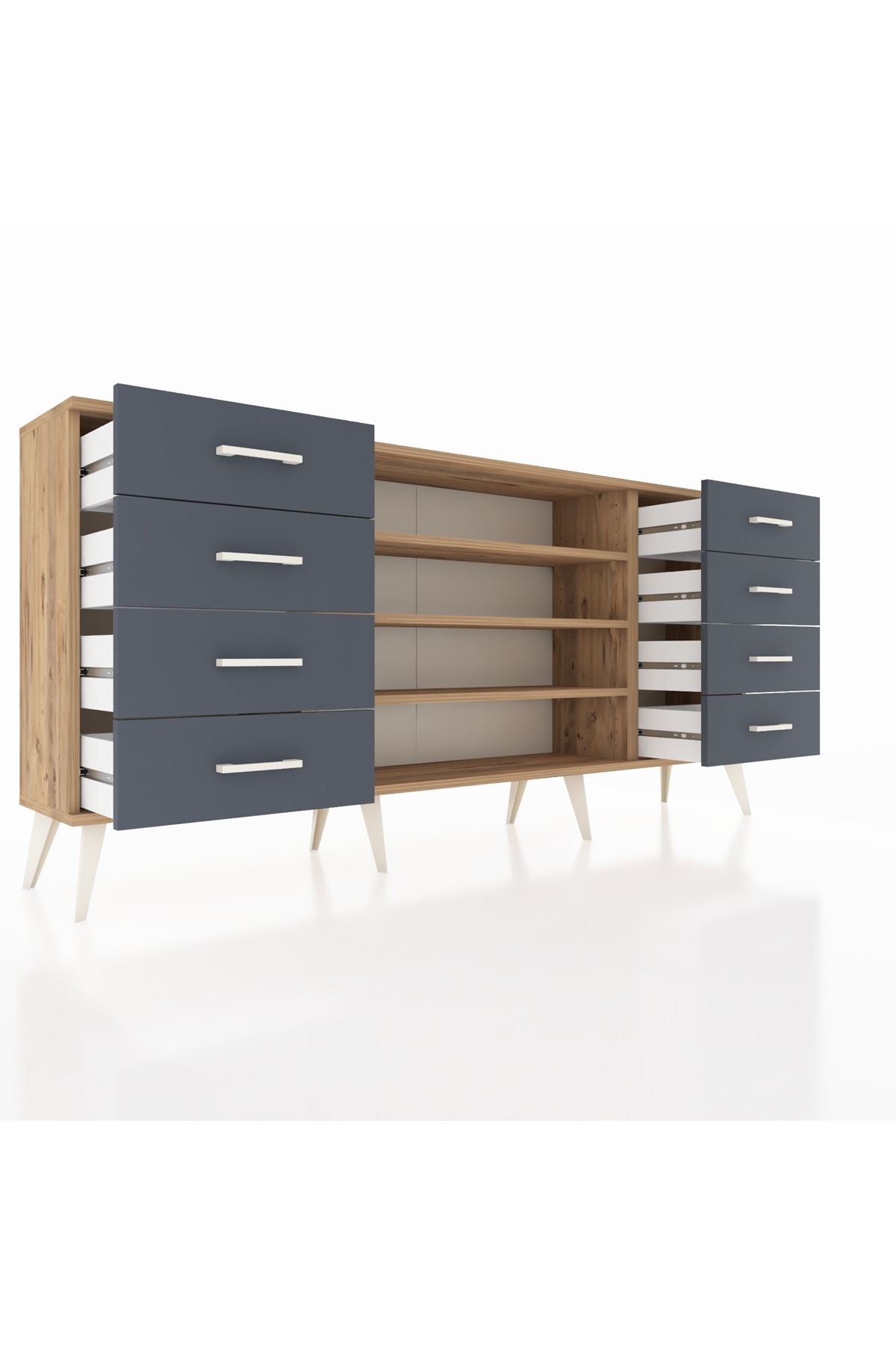 Arges Konsol 3 Raflı 8 Çekmeceli 176x30x83 - S148M038V20A