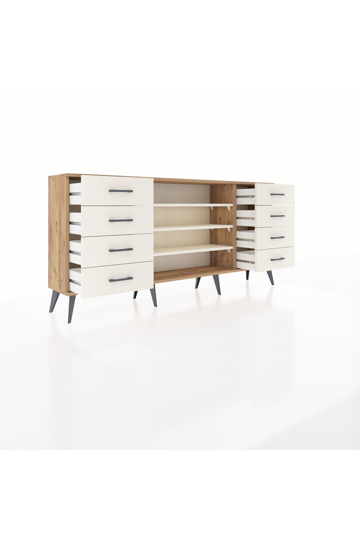 Arges Konsol 3 Raflı 8 Çekmeceli 176x30x83 - S148M038V22A