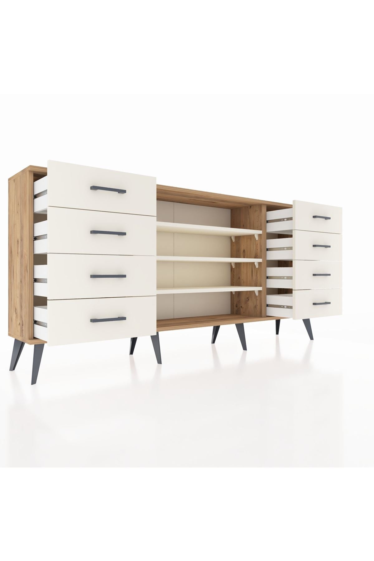 Arges Konsol 3 Raflı 8 Çekmeceli 176x30x83 - S148M038V22A