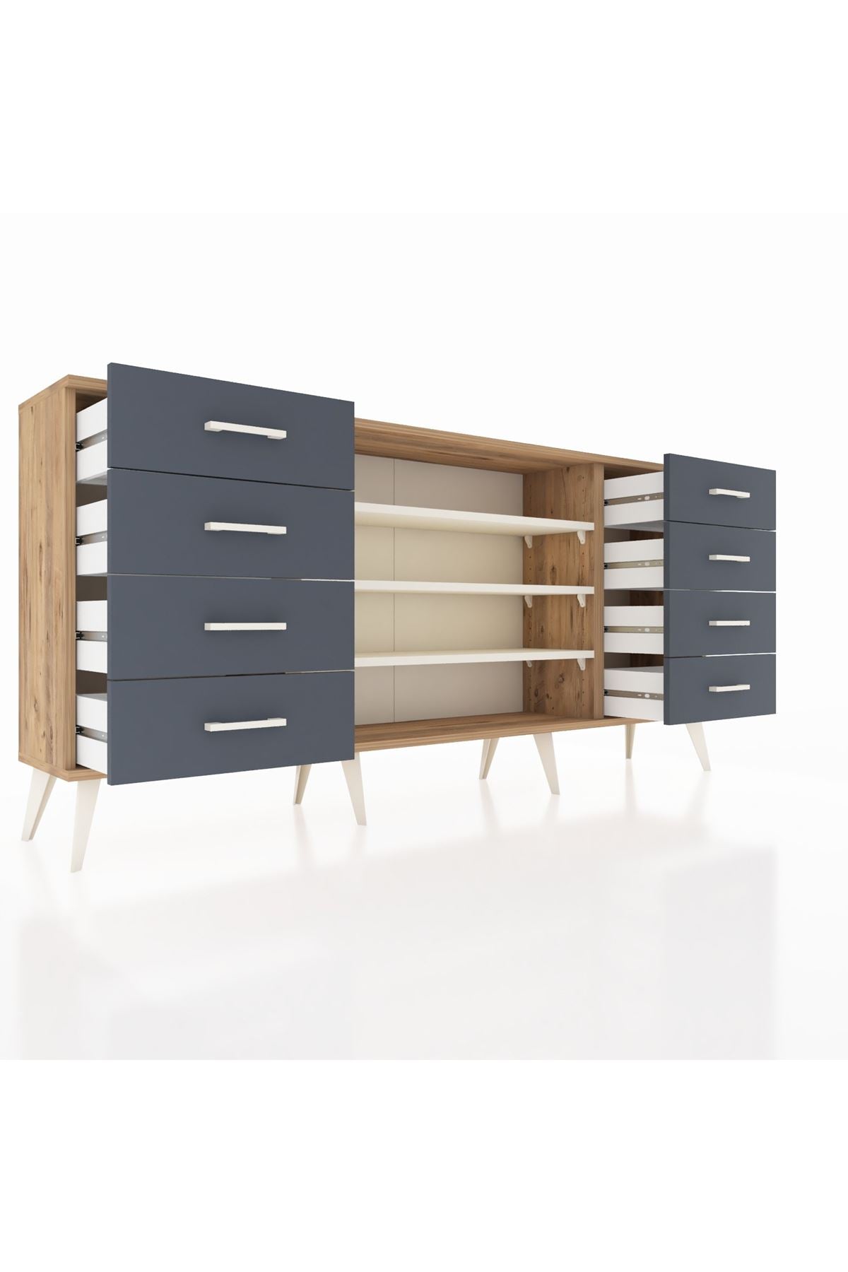 Arges Konsol 3 Raflı 8 Çekmeceli 176x30x83 - S148M038V23A