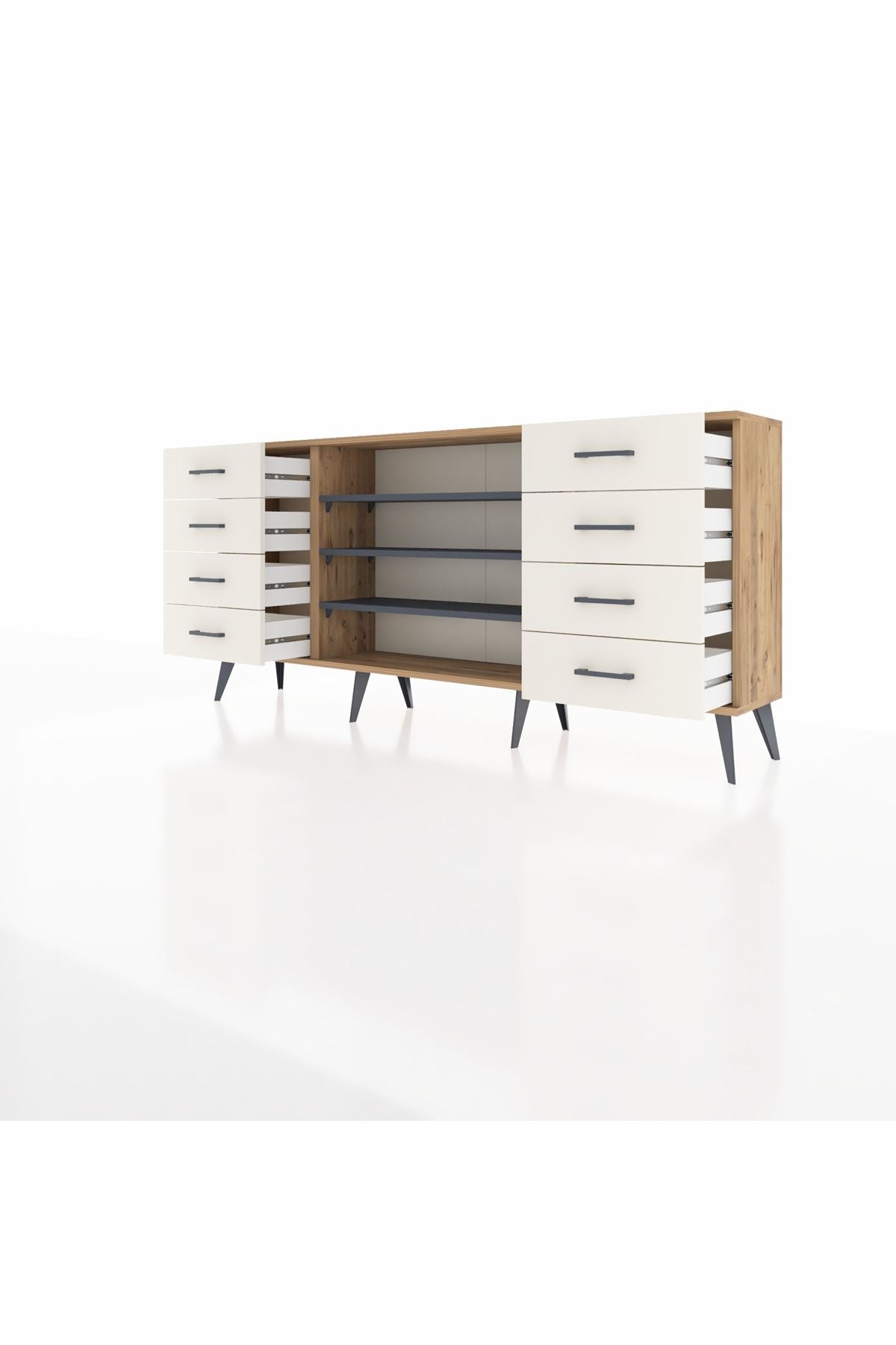 Arges Konsol 3 Raflı 8 Çekmeceli 176x30x83 - S148M038V25A