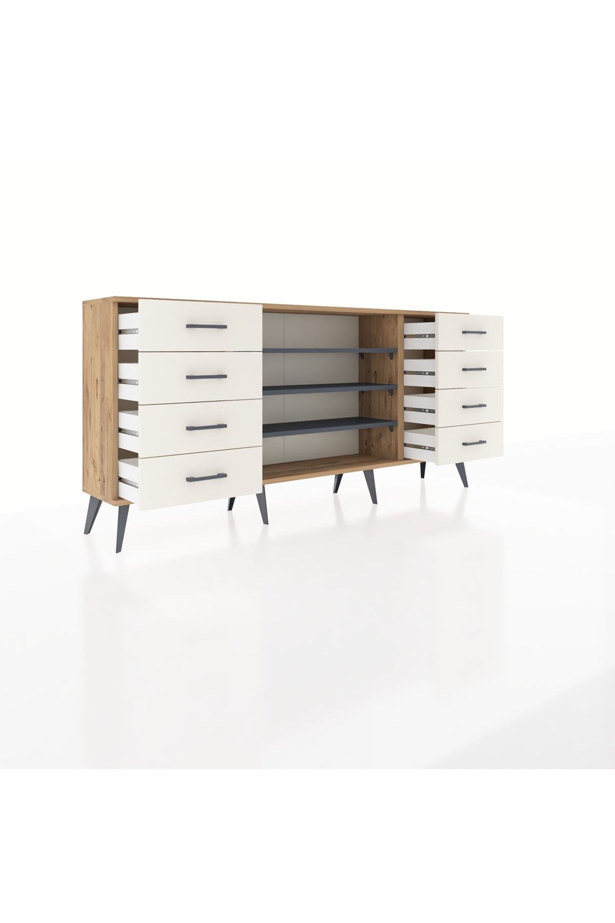 Arges Konsol 3 Raflı 8 Çekmeceli 176x30x83 - S148M038V25A
