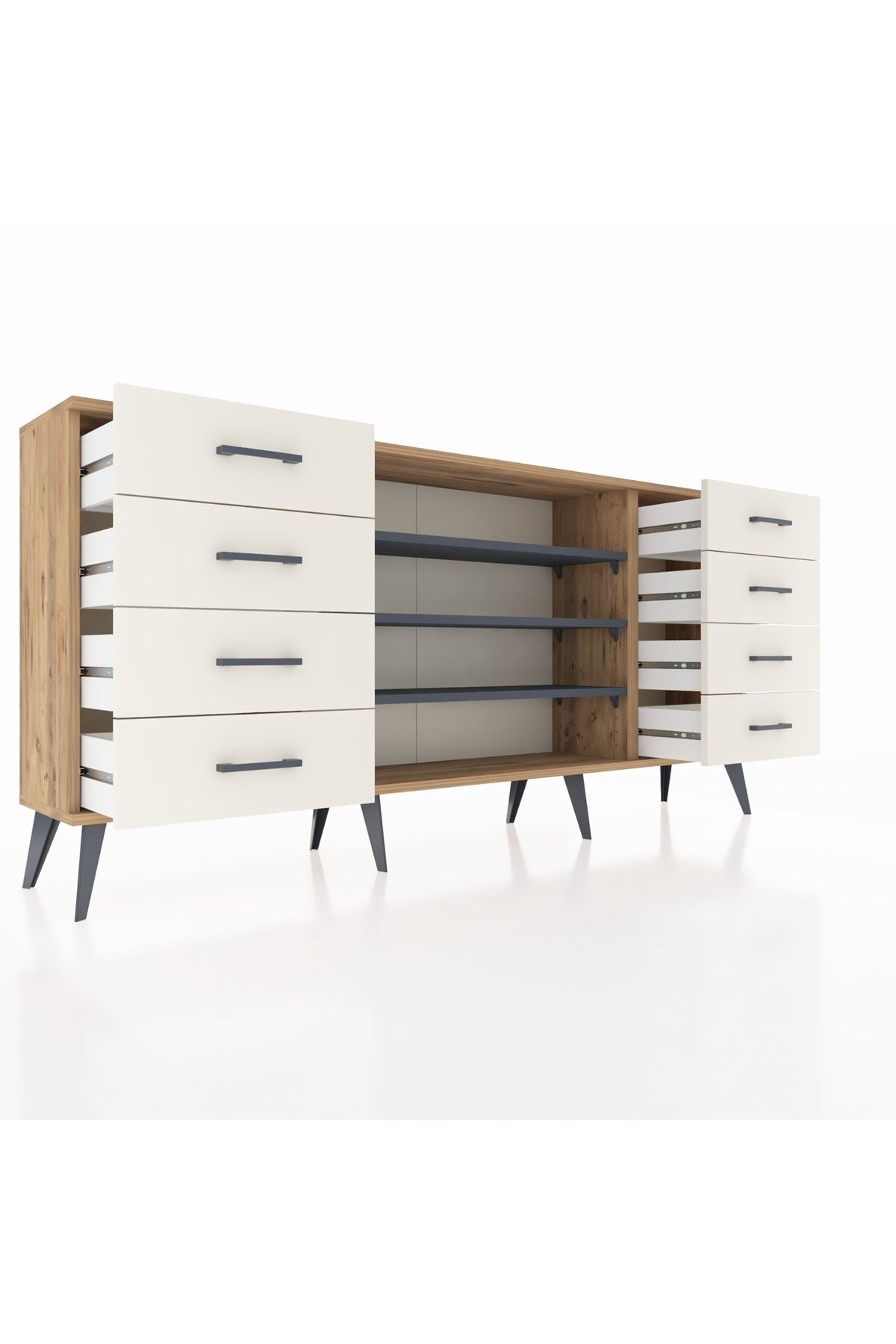 Arges Konsol 3 Raflı 8 Çekmeceli 176x30x83 - S148M038V25A
