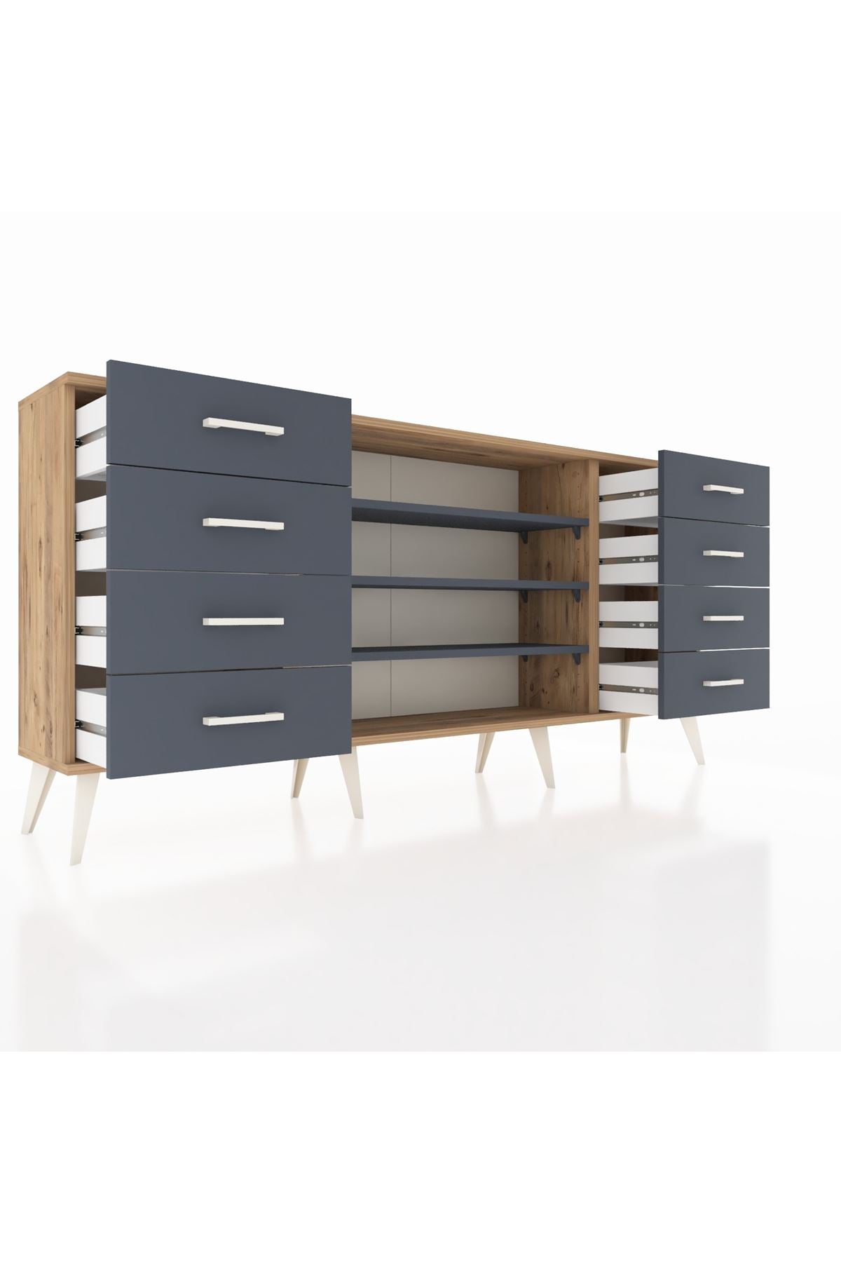 Arges Konsol 3 Raflı 8 Çekmeceli 176x30x83 - S148M038V26A